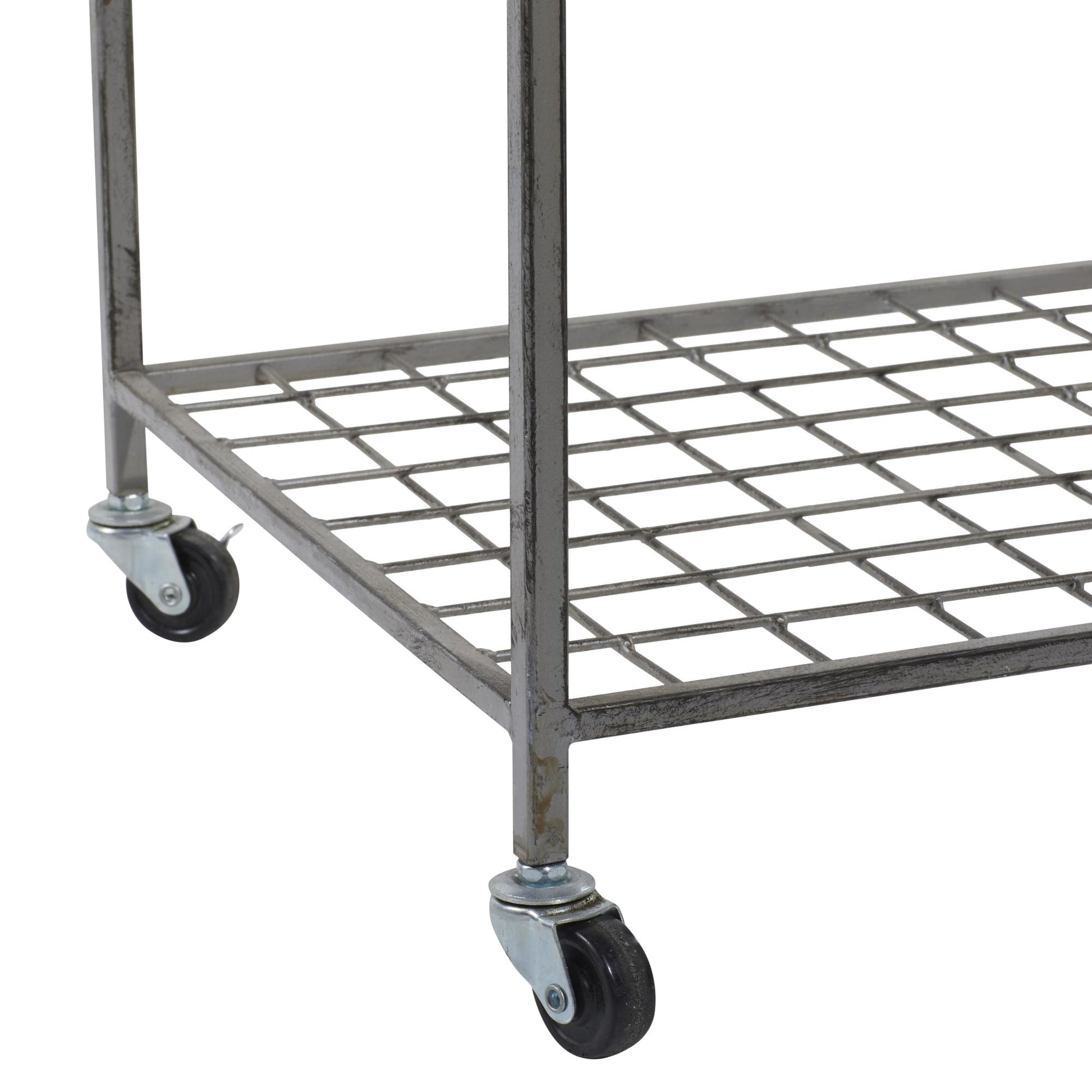 Gray Metal Deep Set Wire Basket Mobile Storage Cart with Wheels