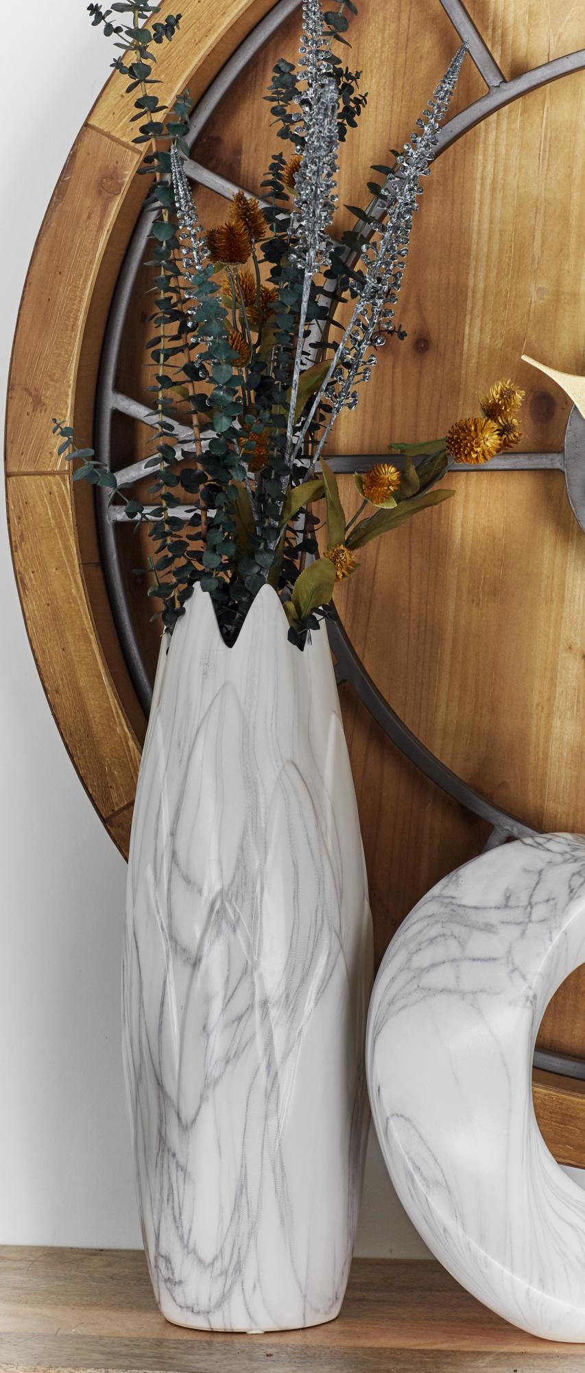 Ceramic Marbled Decorative Vase with Angled Edge Opening