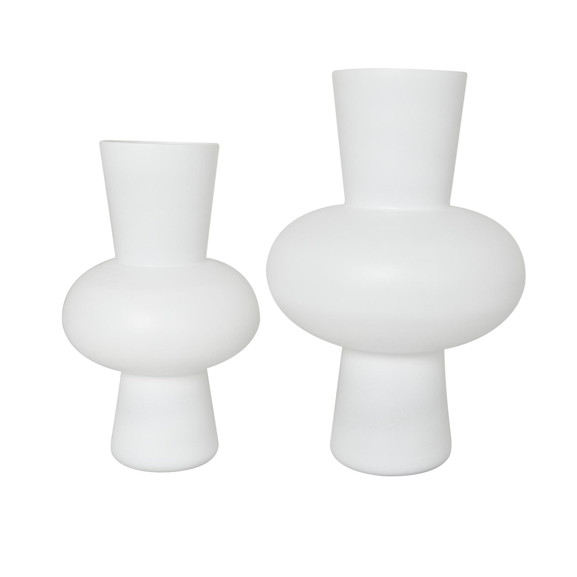 Set of 2 Glass Trumpet Decorative Vase with Wide Rounded Center