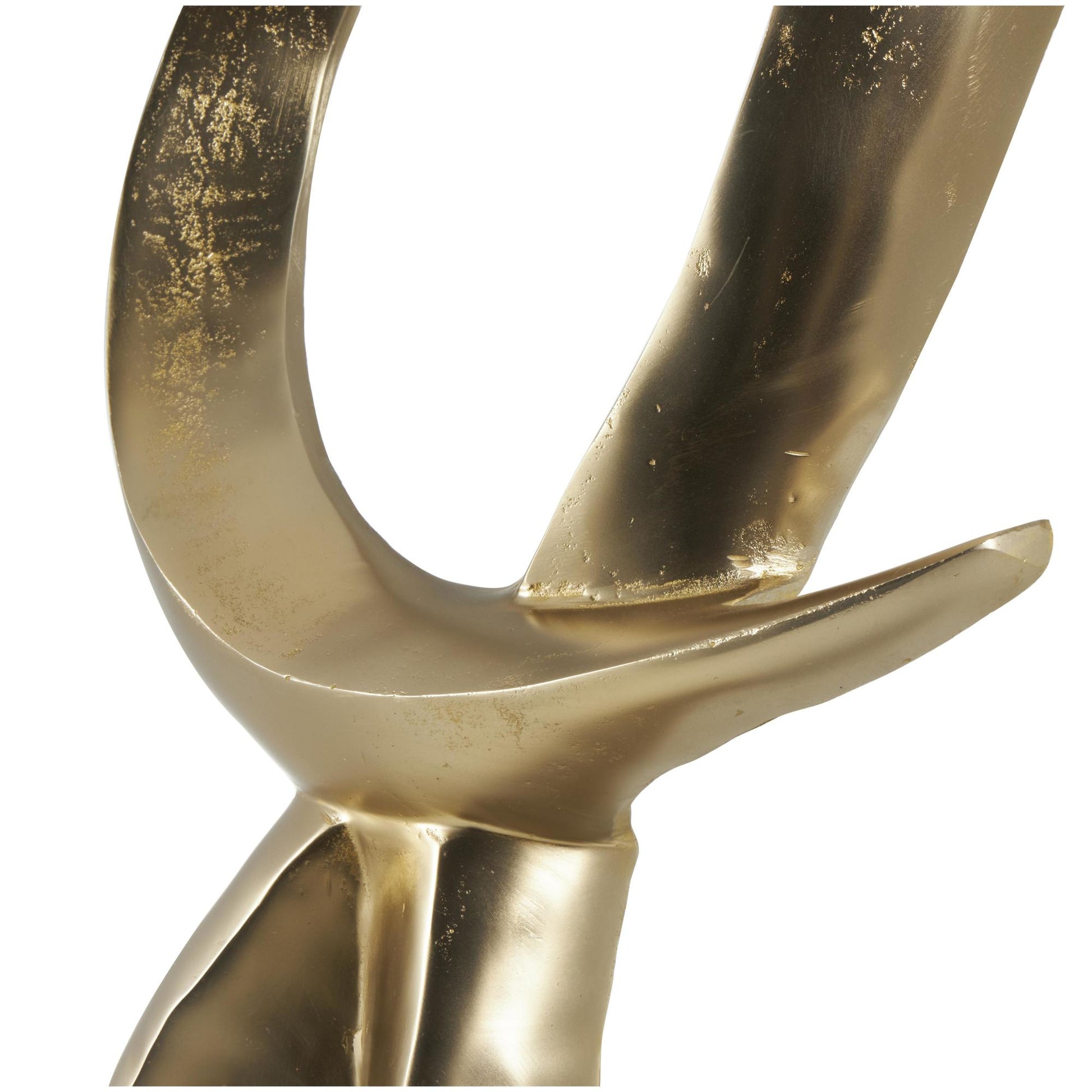 Abstract Aluminum Metal Tall Looped Floor Decorative Sculpture with Black Marble Base