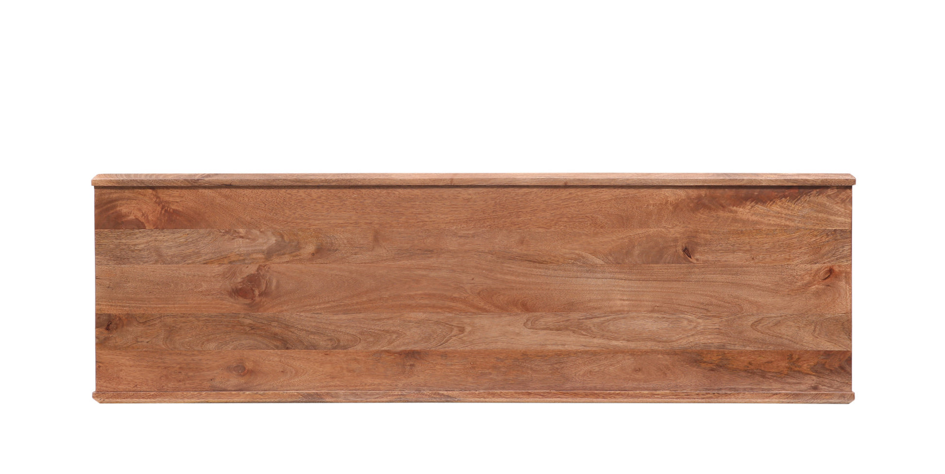 Brown Mango Wood Arched Glass Front 4 Door and 2 Shelf Media Credenza Sideboard with Extended Black Rod Handles