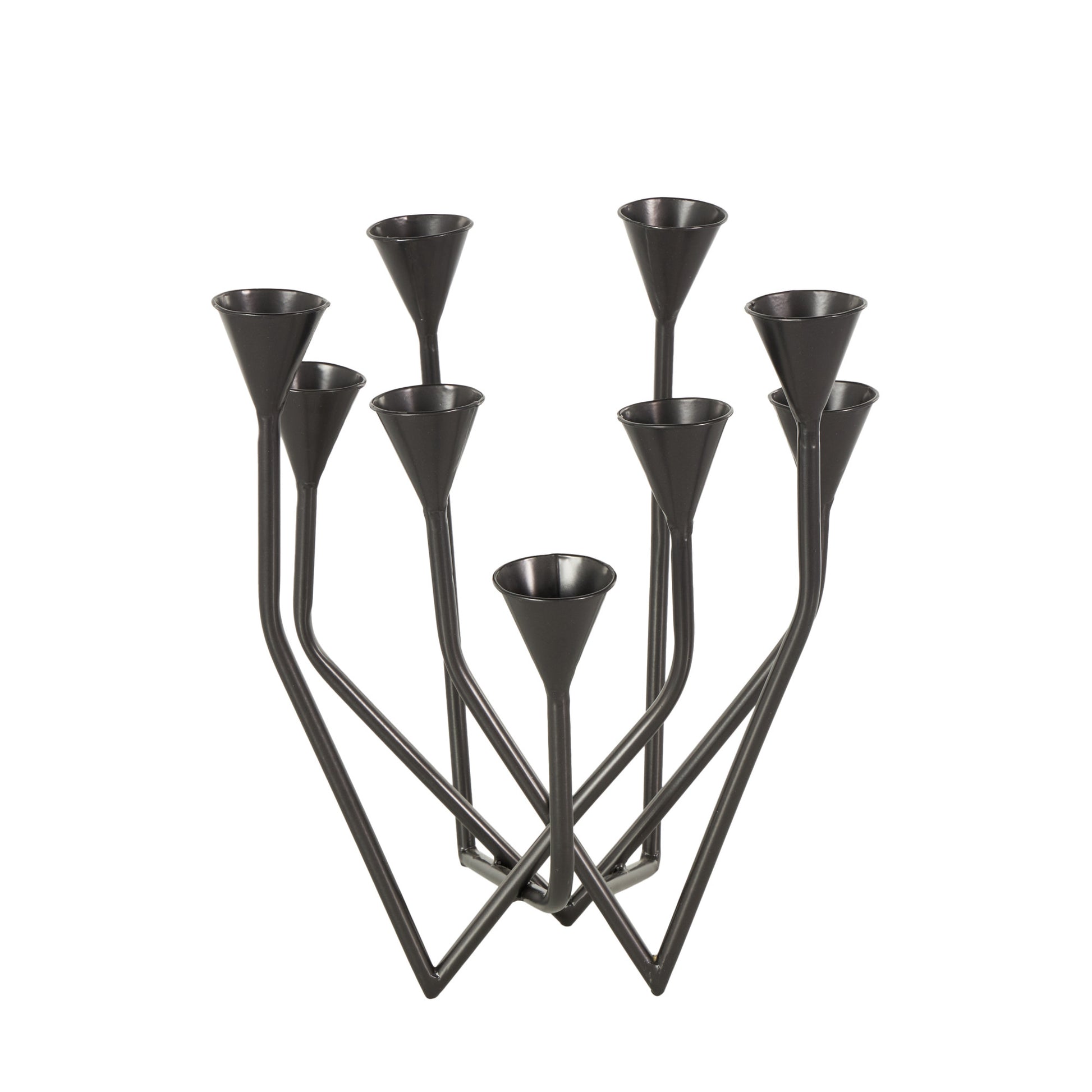 Black Metal Taper 9 Slot Decorative Candelabra