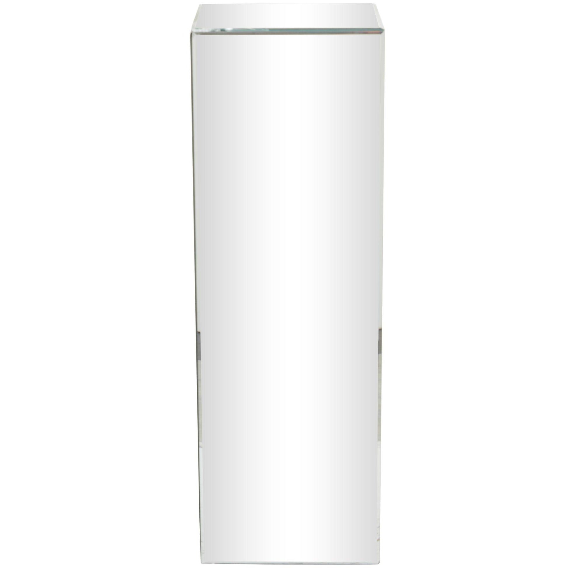 Silver Glass Tall Rectangular Mirrored Side End Pedestal Table