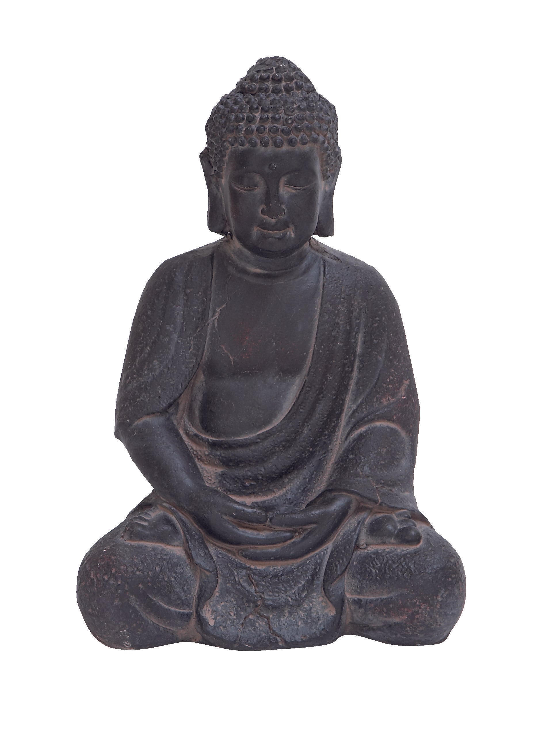 CosmoLiving by Cosmopolitan Buddha Ceramic Meditating Decorative Sculpture with Engraved Carvings and Relief Detailing