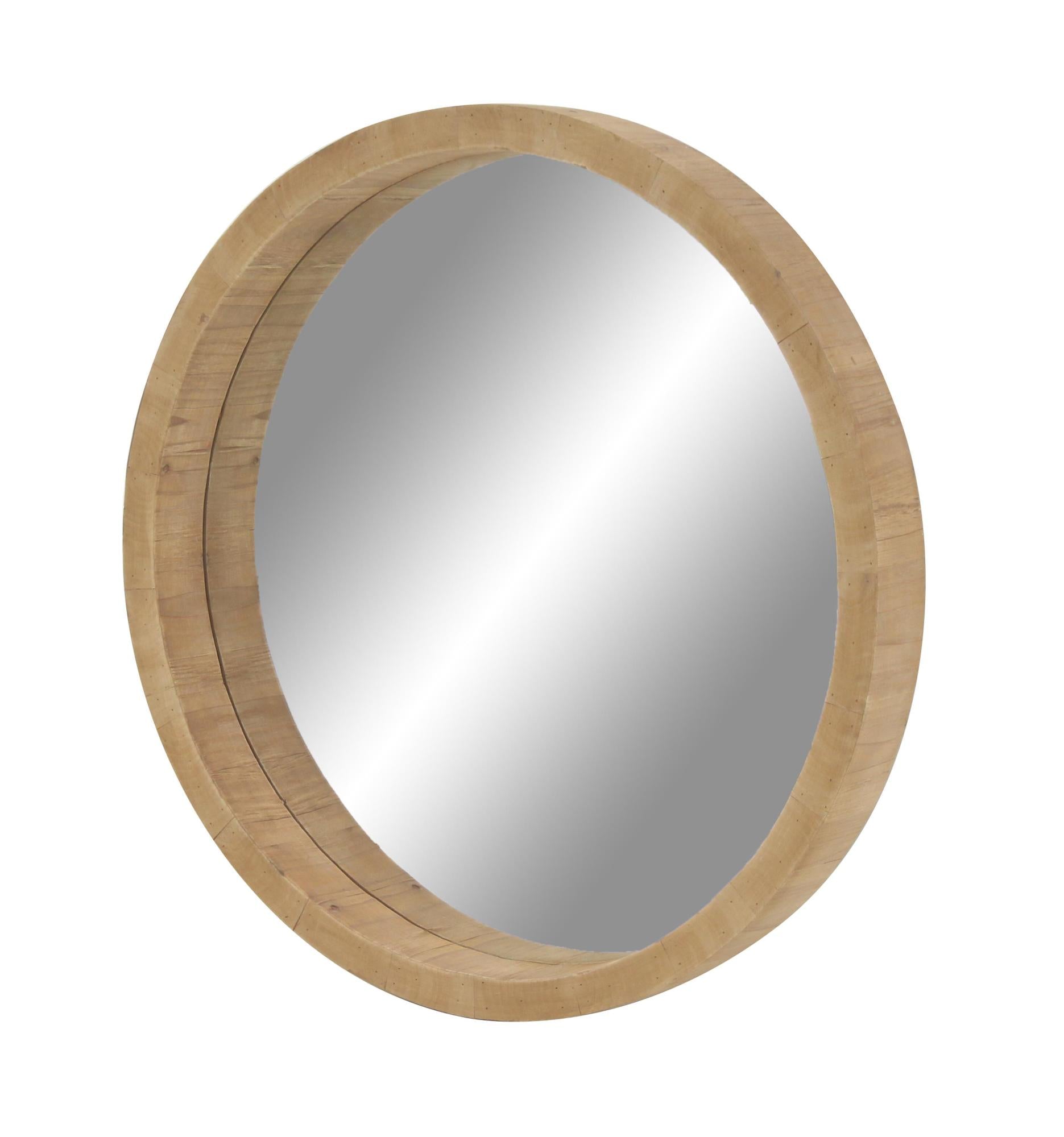 Brown Wood Room Wall Mirror with Natural Wood Grains