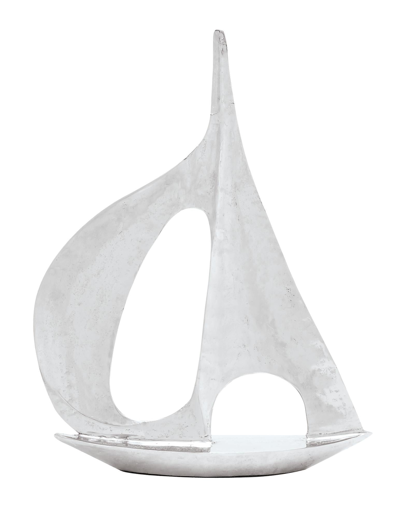 Sail Boat Silver Aluminum Metal Decorative Sculpture