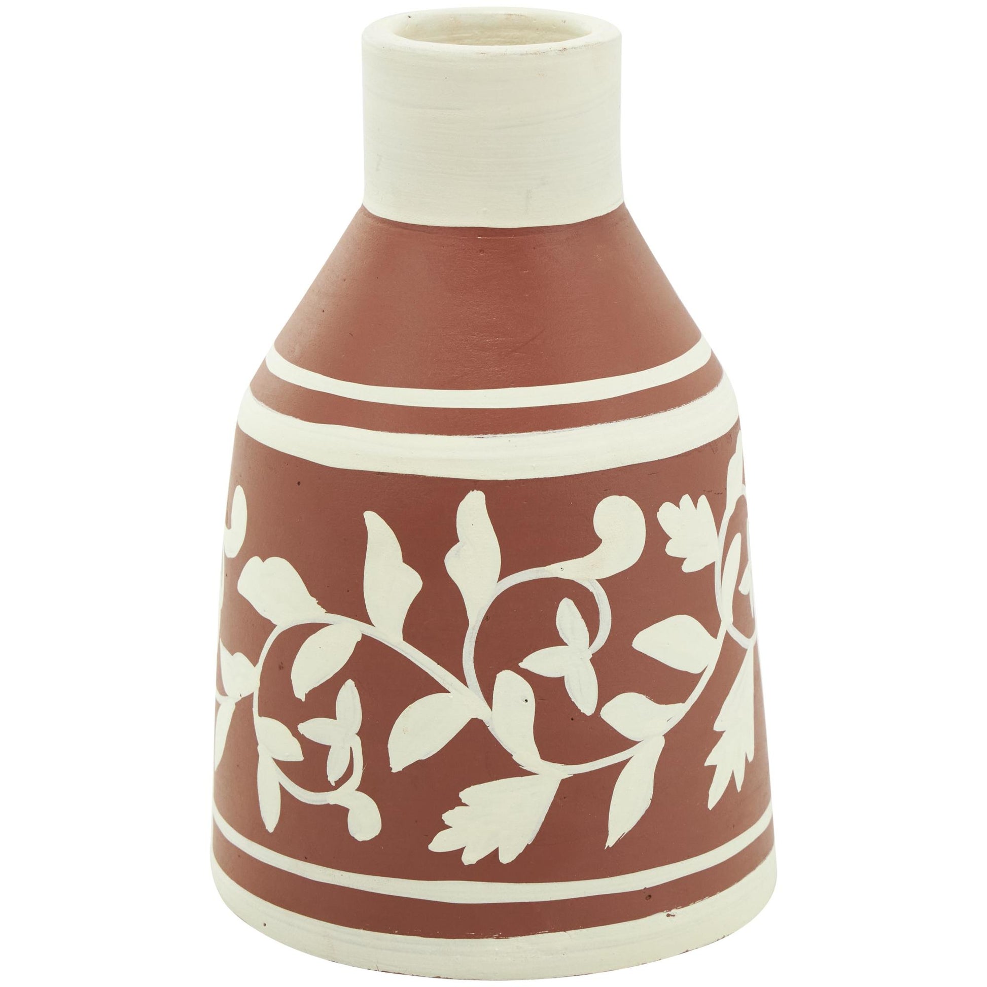 Set of 3 Floral Orange Ceramic Decorative Vase with 3 Different Patterns and Shapes