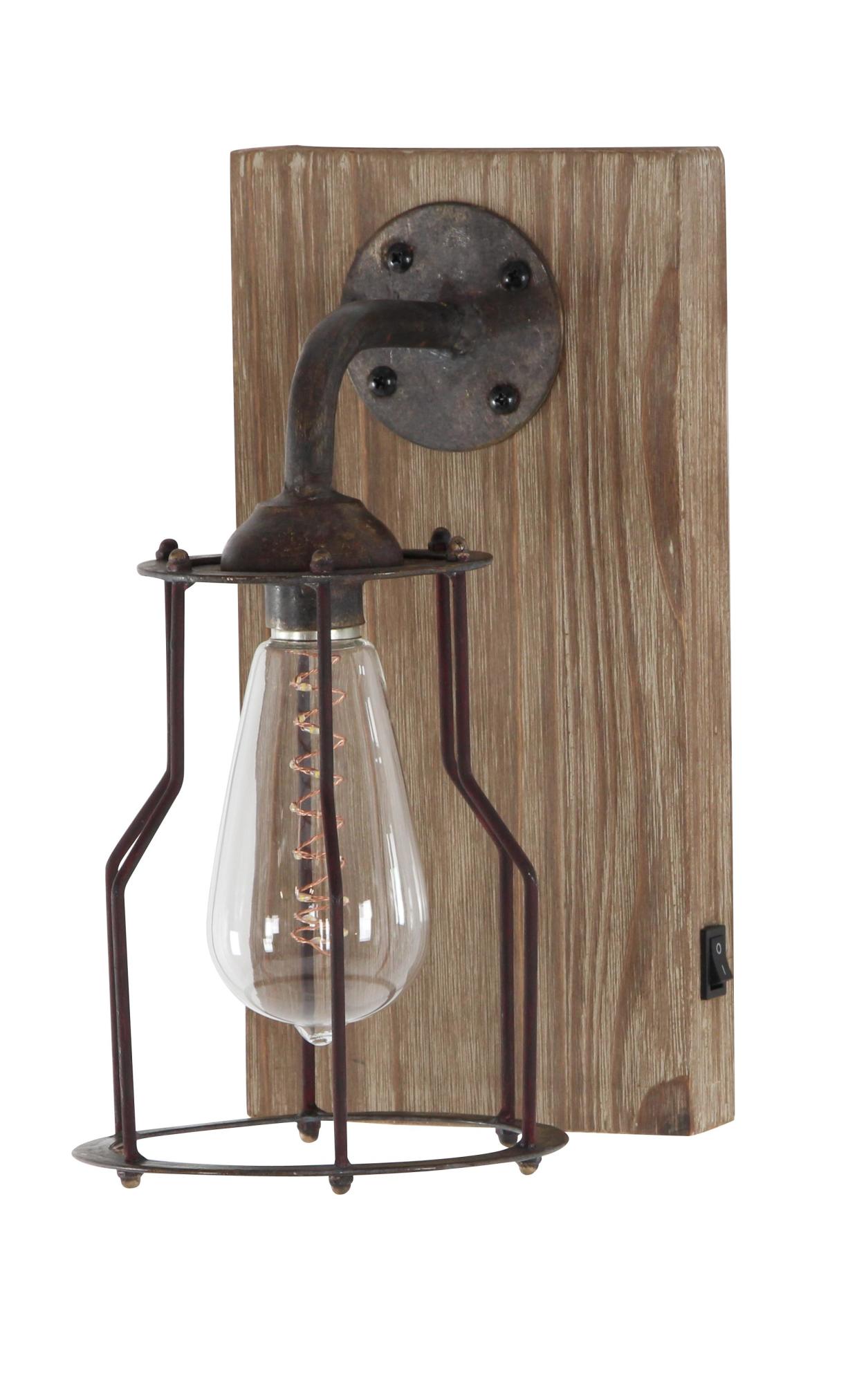 Geometric Brown Metal Battery Operated Room Accent Lamp with Included Fixed LED Light