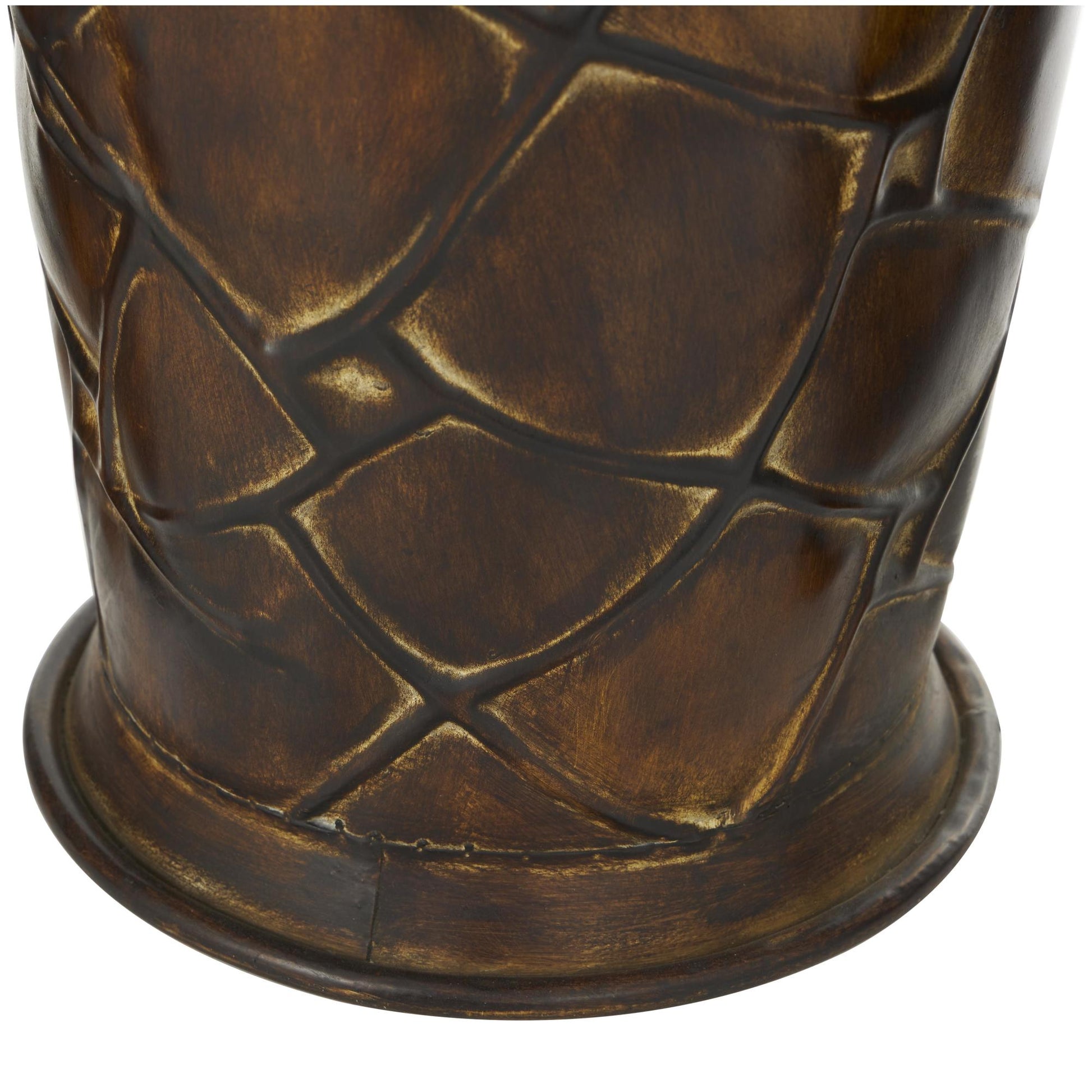 Set of 3 Brown Metal Indoor Outdoor Tall Floor Bottleneck Decorative Vase with Tortoise Shell Pattern