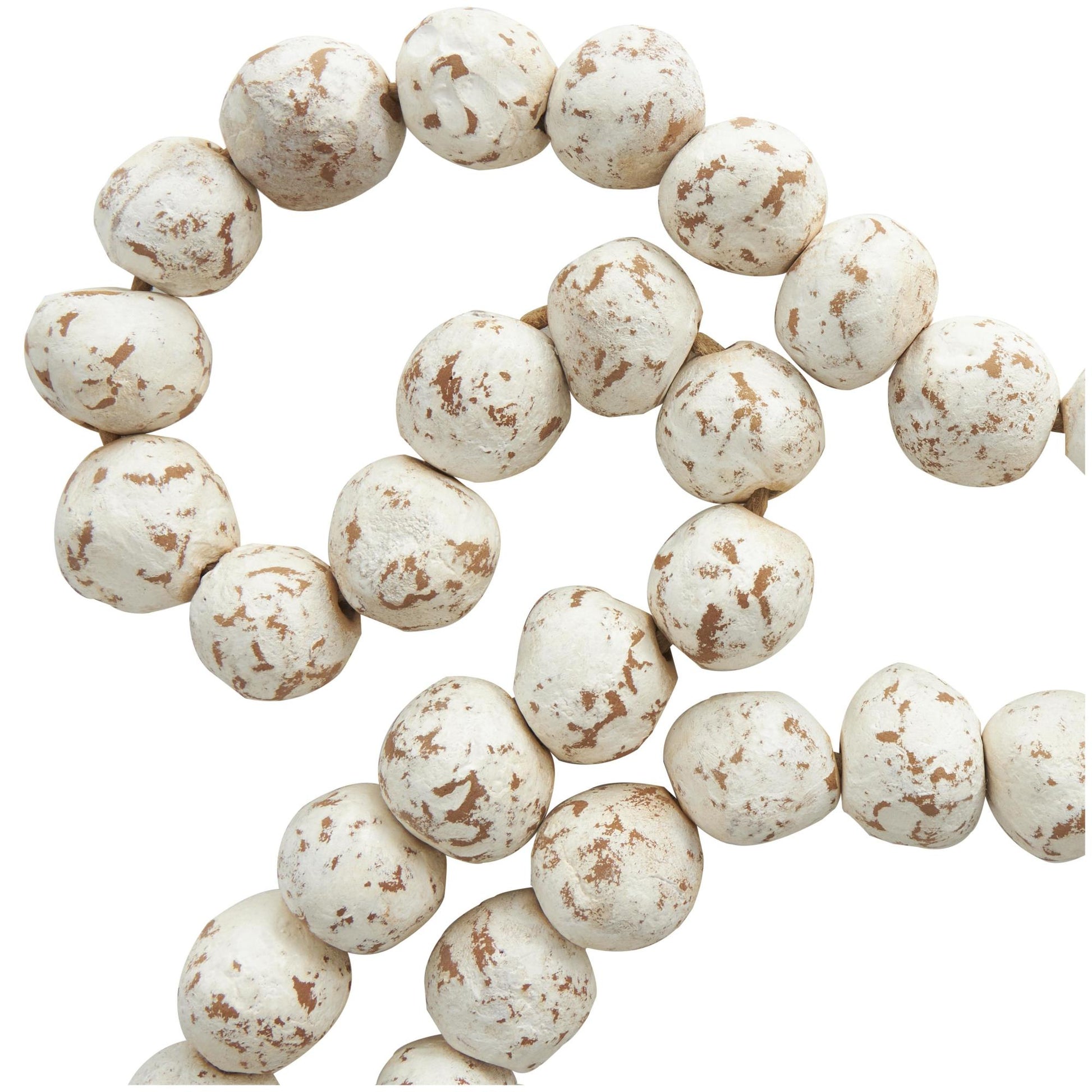 Ceramic Handmade Round Intricately Shaped Large Distressed Beaded Garland with Tassel