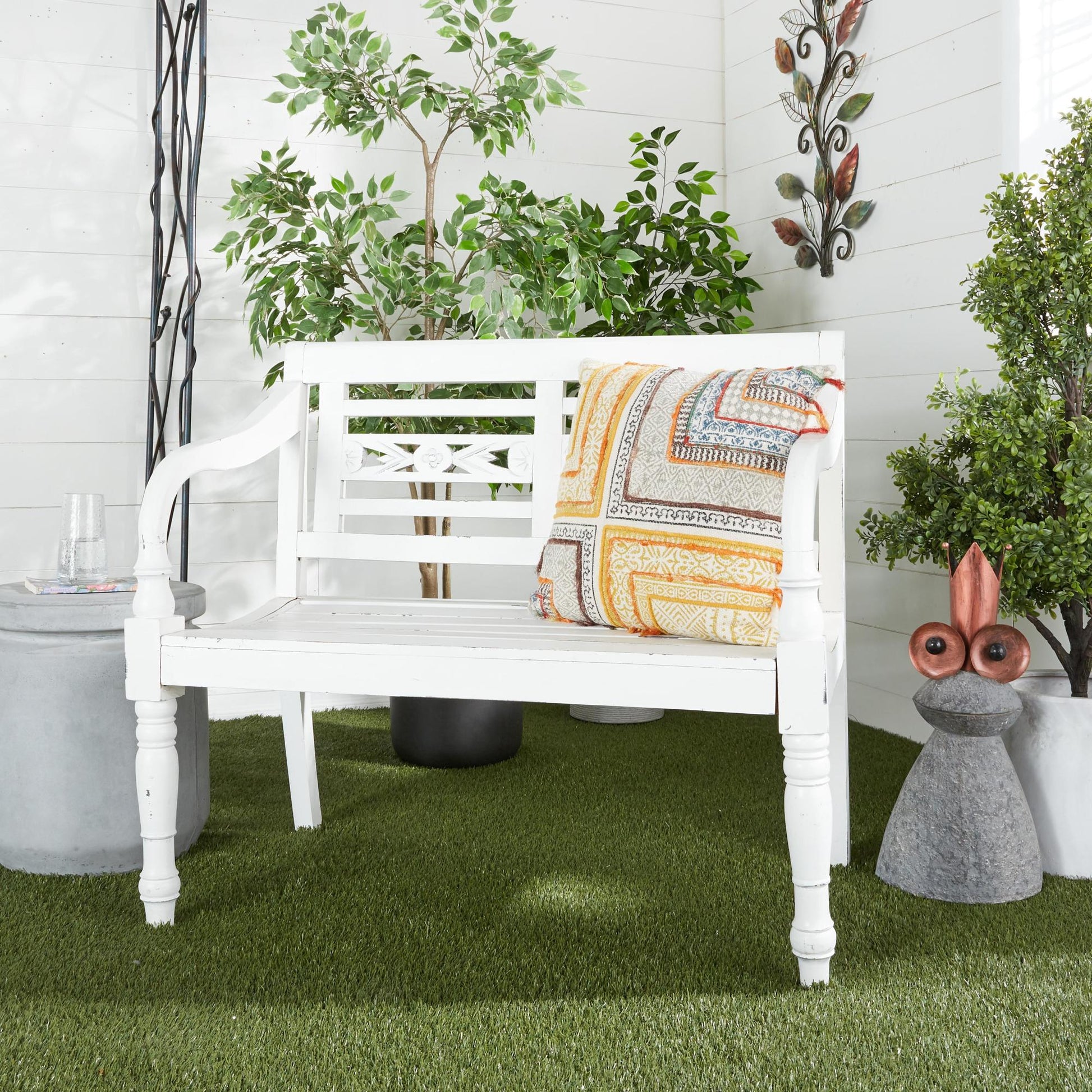 White Wood Home Bench