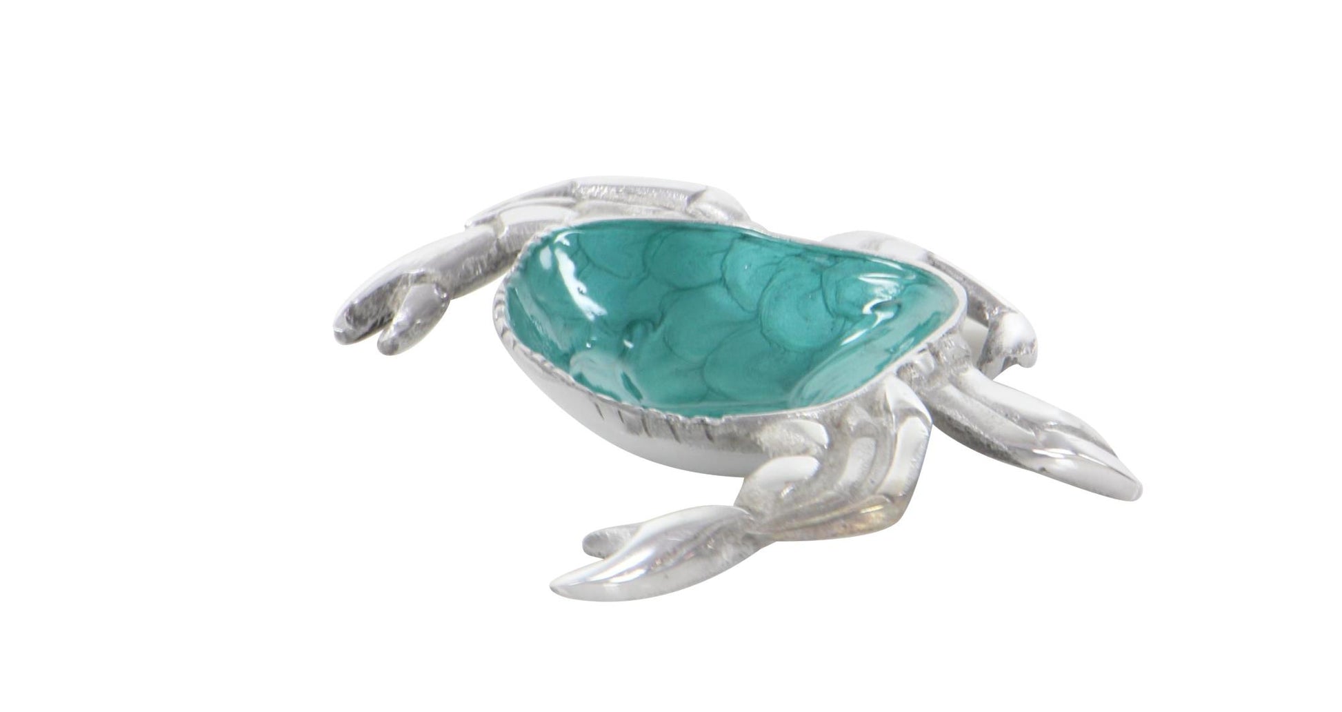 Set of 3 Crab Blue Aluminum Metal Decorative Serving Bowl with Enamel Interior