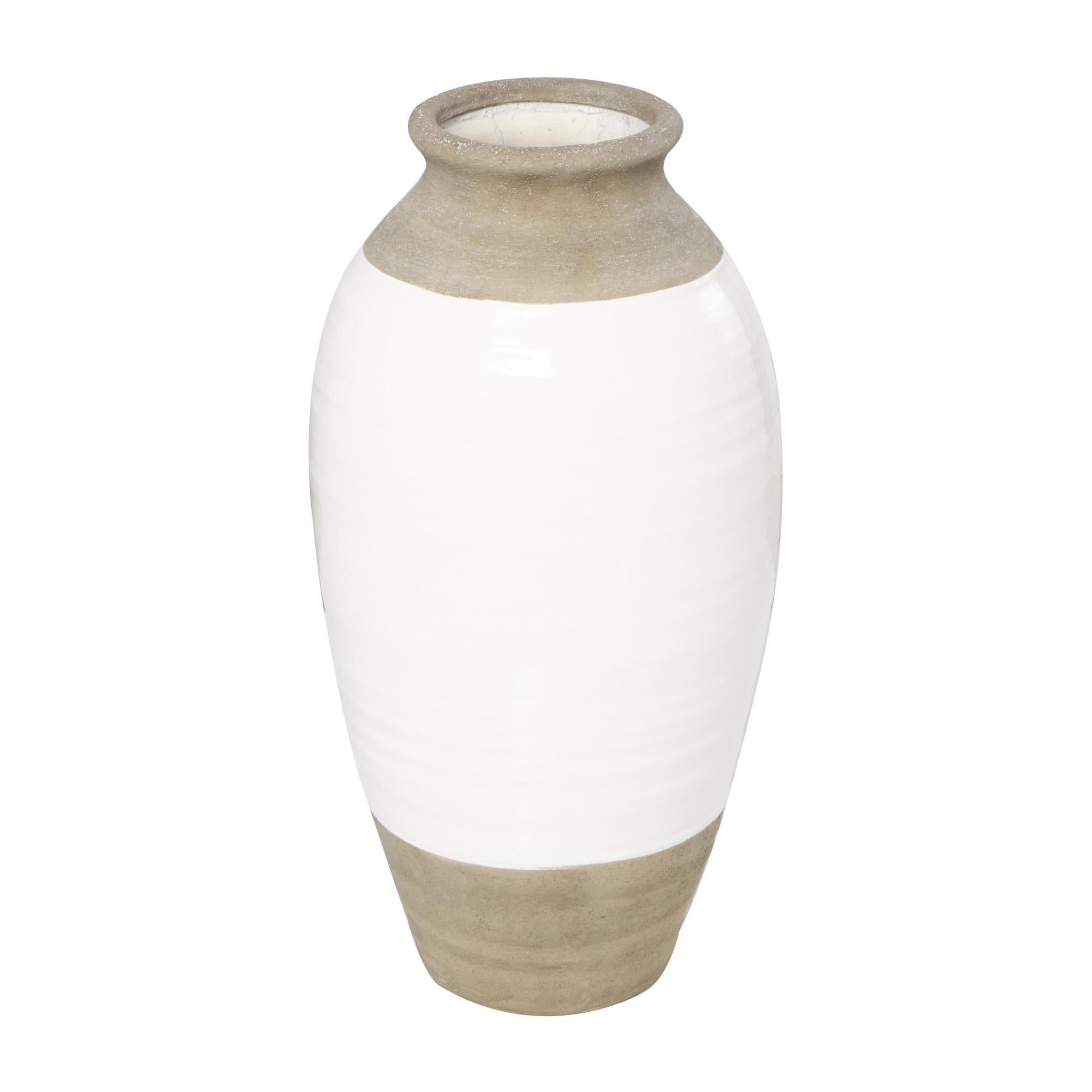 Gray Ceramic Decorative Vase with White Body