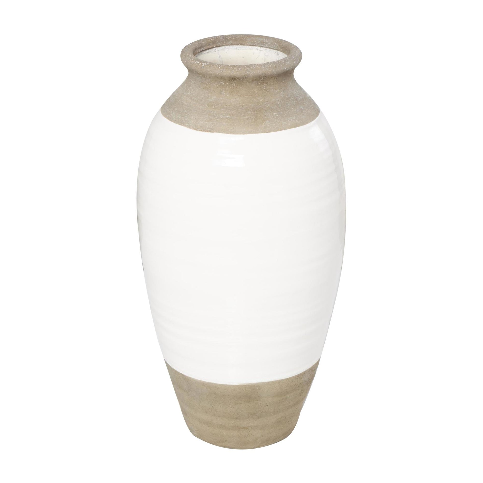 Gray Ceramic Decorative Vase with White Body