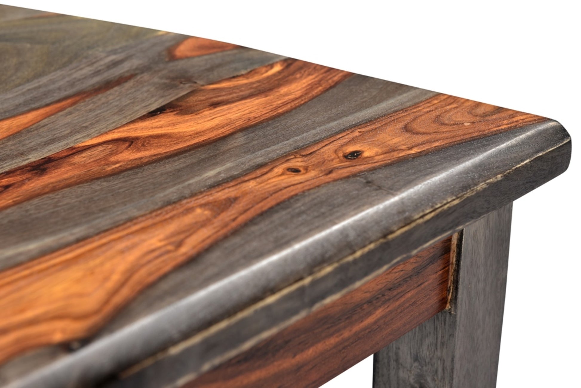 Brown Sheesham Wood Scoop Seat Kitchen Dining Chair with Fan Back and Open Slats