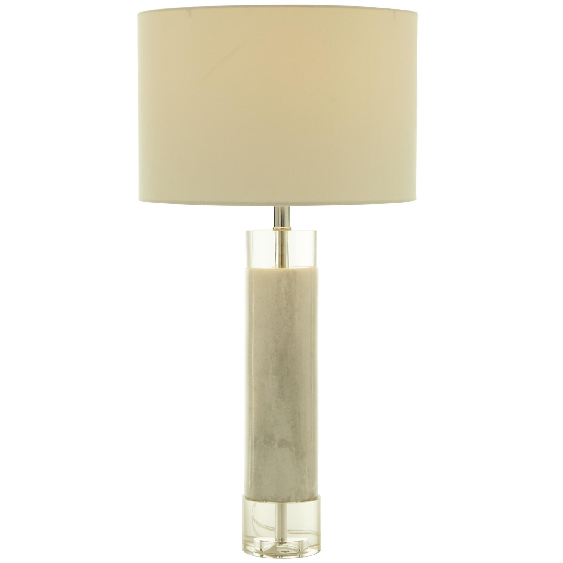Marble Slender Stand Room Table Lamp with Drum Shade