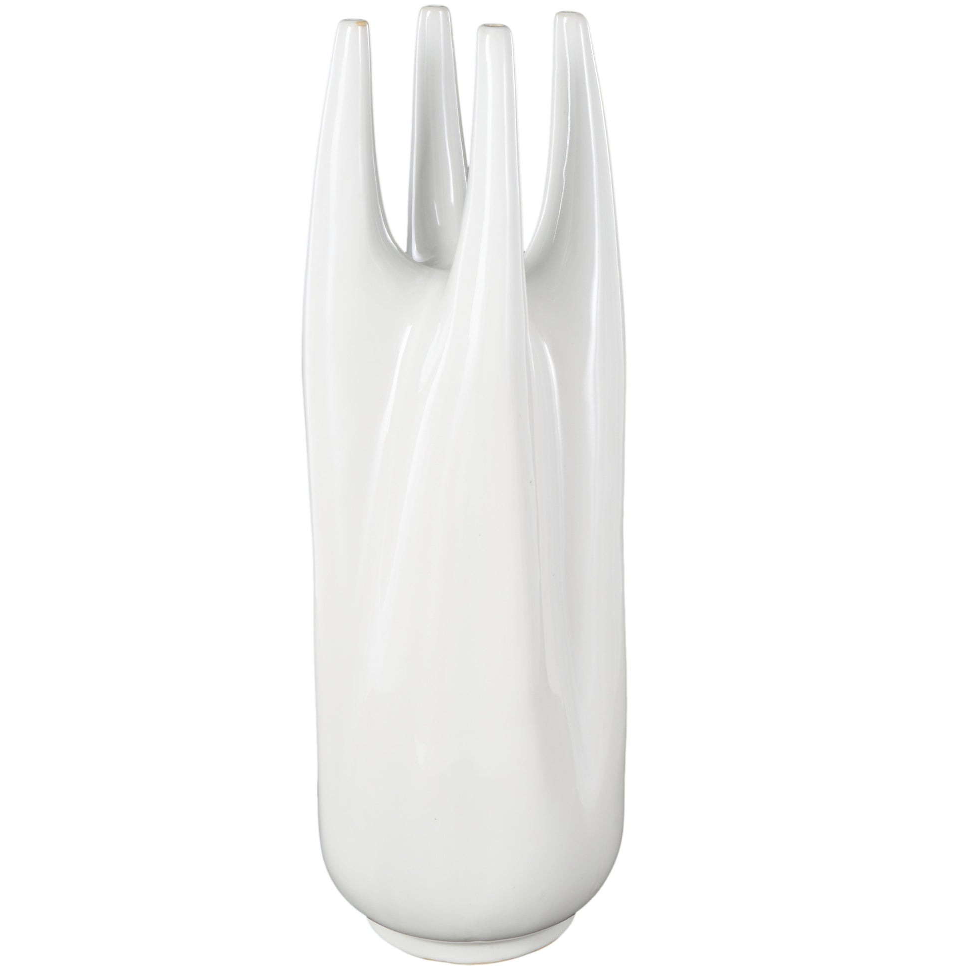 Abstract White Ceramic Decorative Vase with Multiple Openings