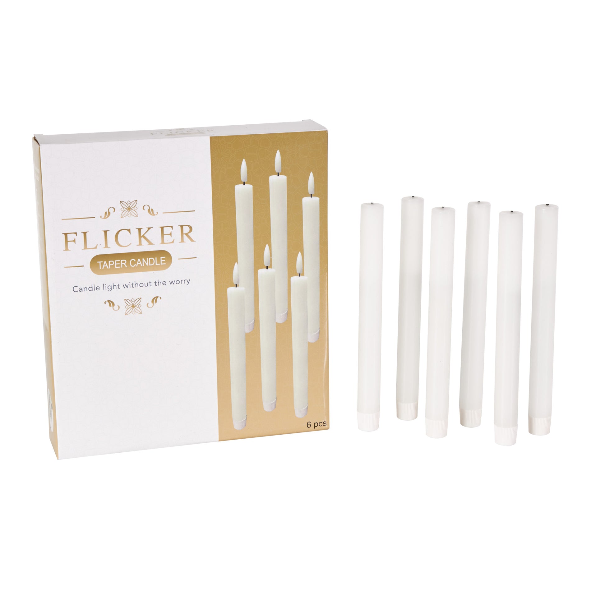 Set of 6 Wax Indoor Outdoor Flameless Candle with Remote Control Set of 6 10"H