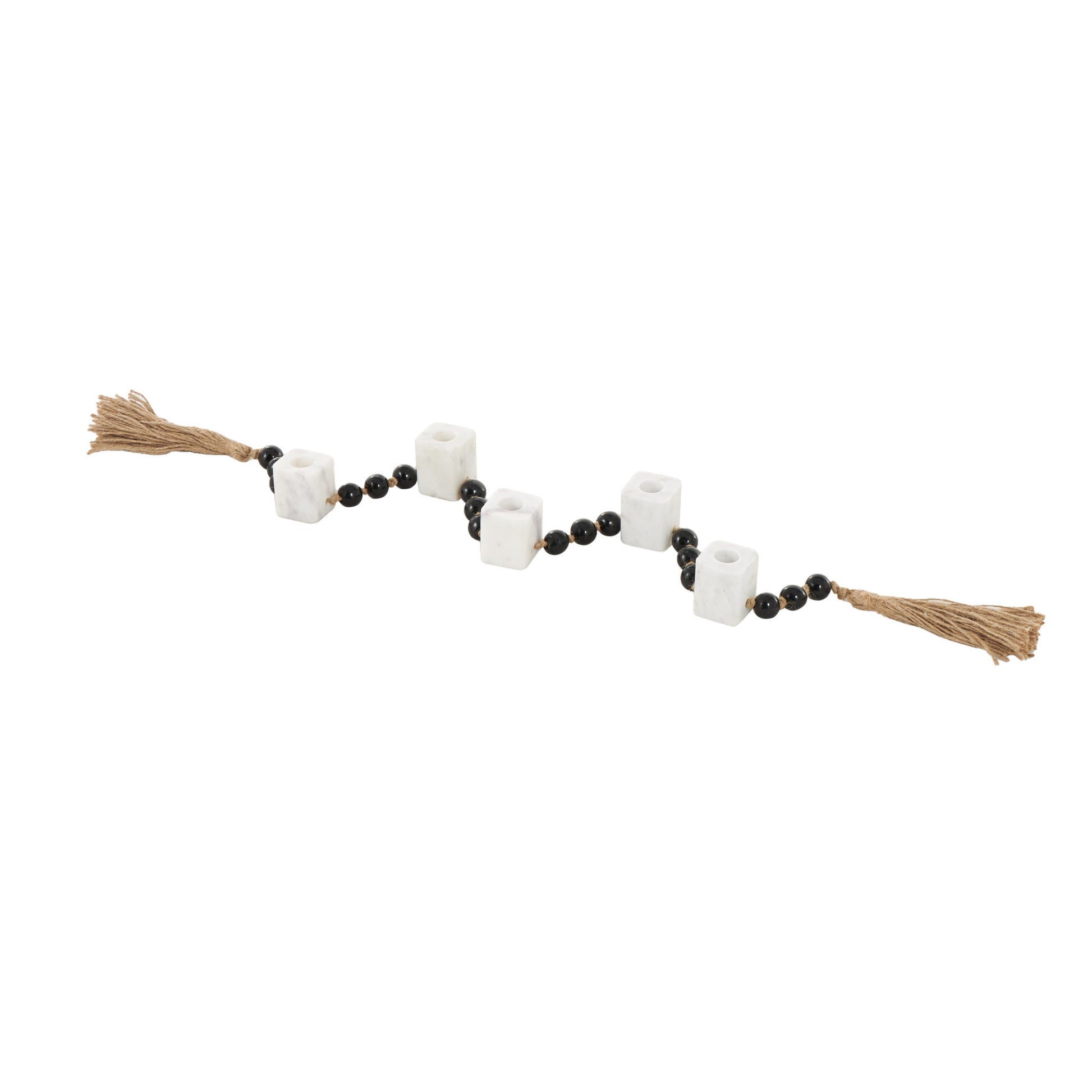 Wood Garland Decorative Candle Holder with Brown Tassel