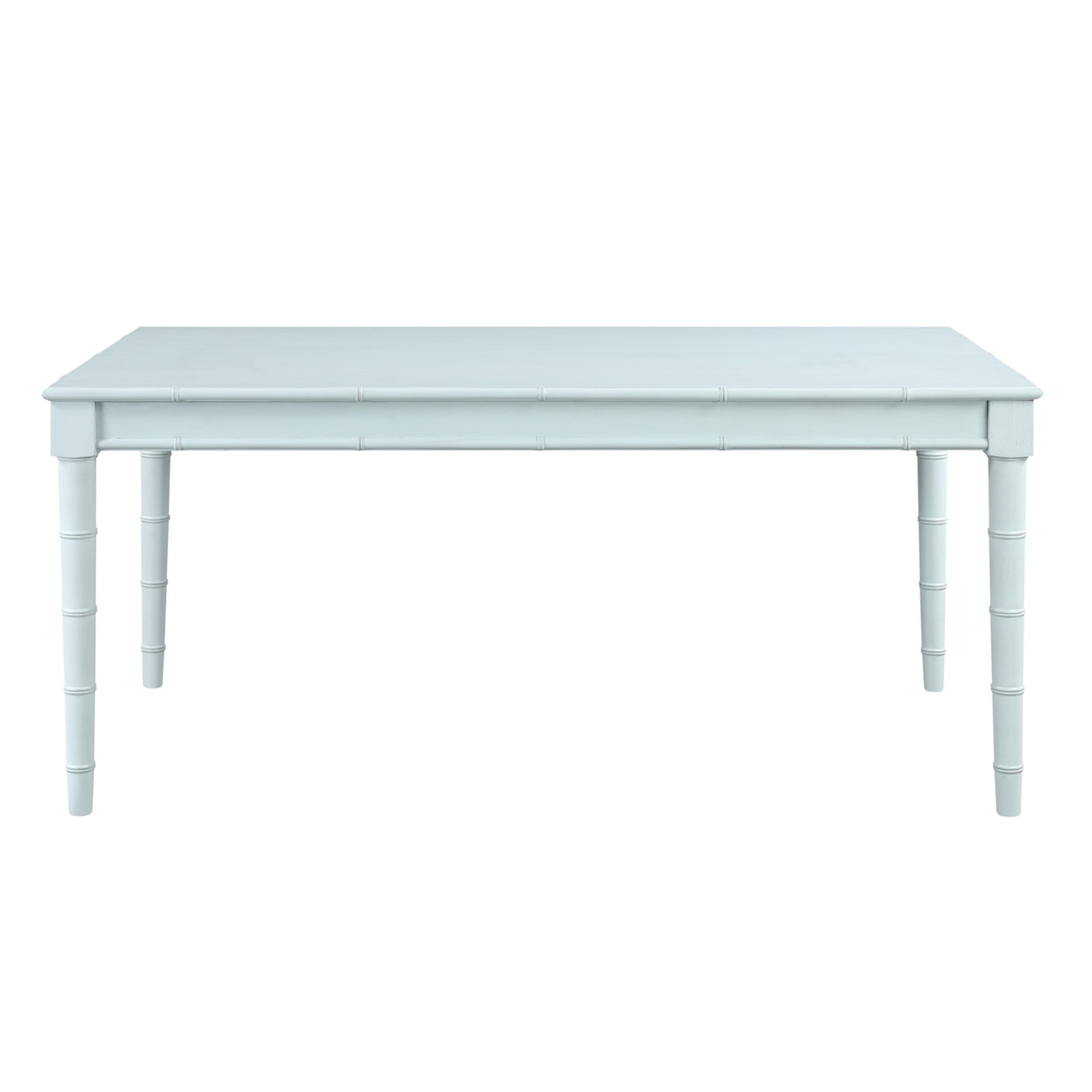Light Blue Wood Kitchen Dining Table with Bamboo Inspired Detailing