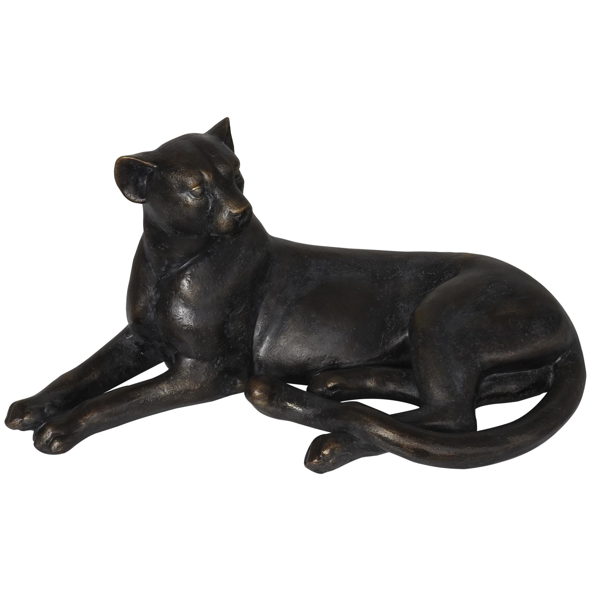 Leopard Black Polyresin Laying Decorative Sculpture