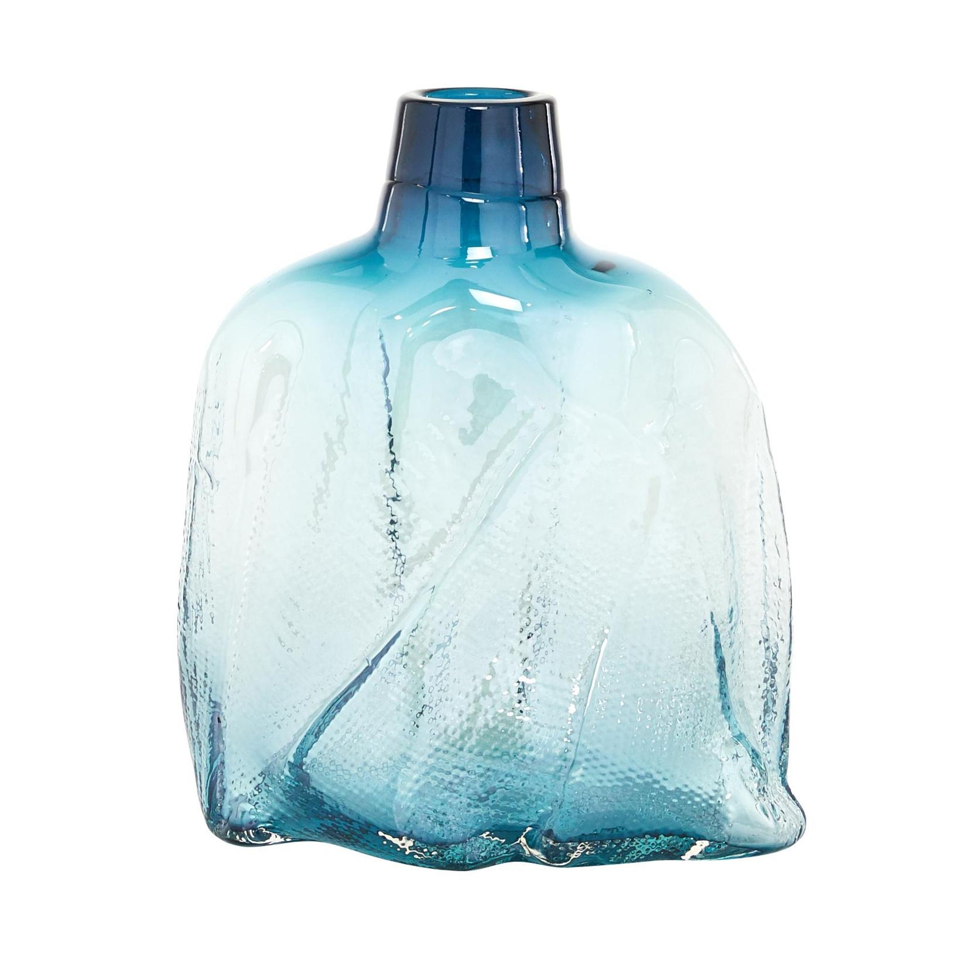 Abstract Blue Glass Handmade Blown Decorative Vase