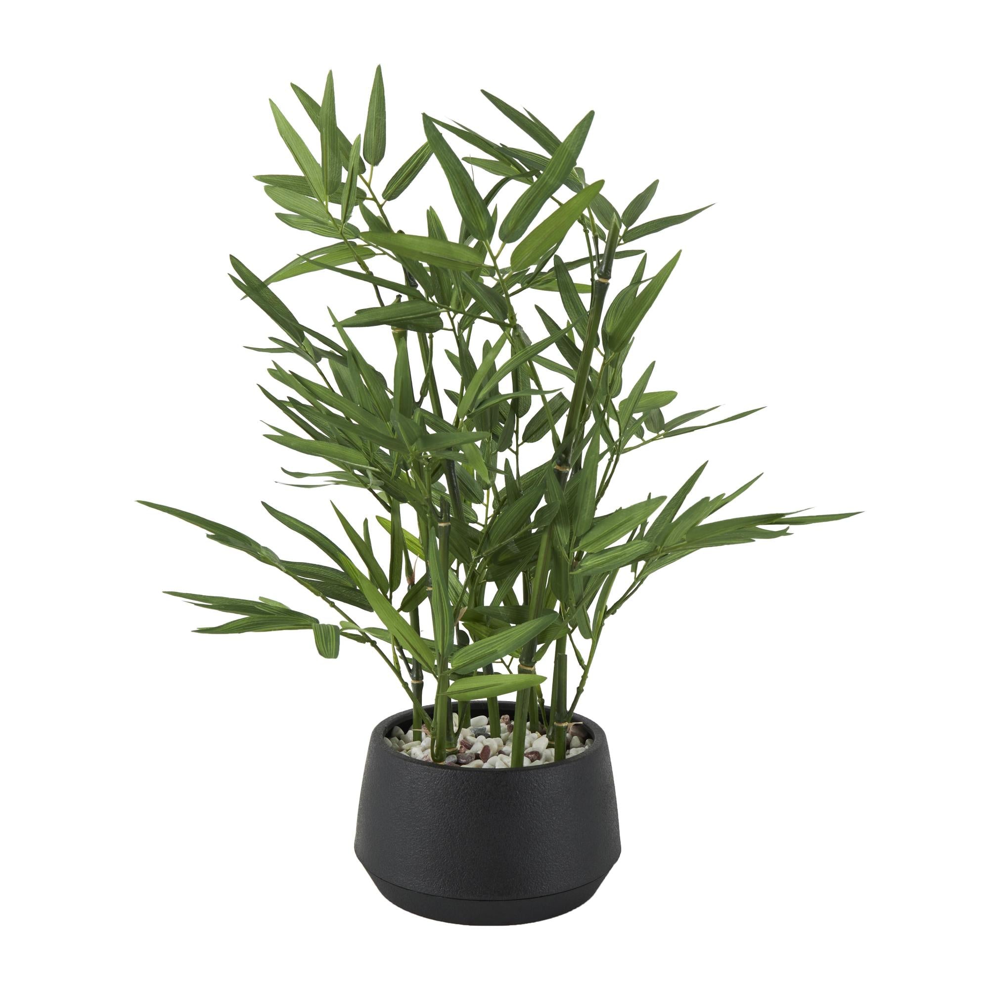 Bamboo Green Faux Foliage Indoor Outdoor Artificial Plant with Black Plastic Pot