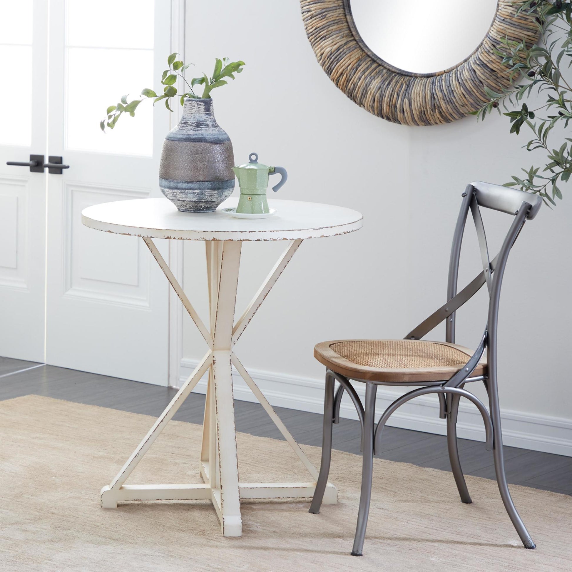 Wood Side End Accent Table with X Shaped Legs