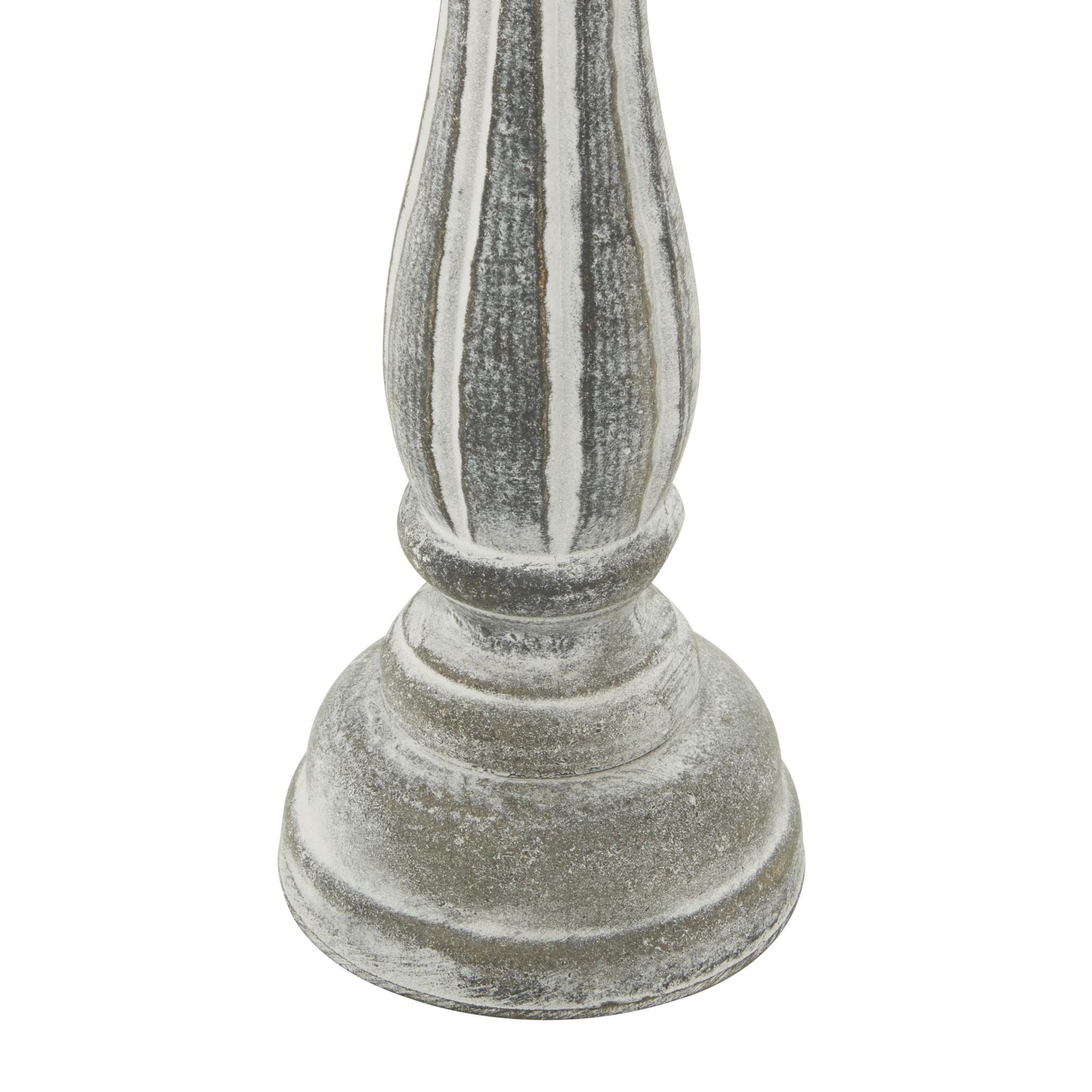 Set of 3 Wooden Distressed Turned Pillar Decorative Candle Holder