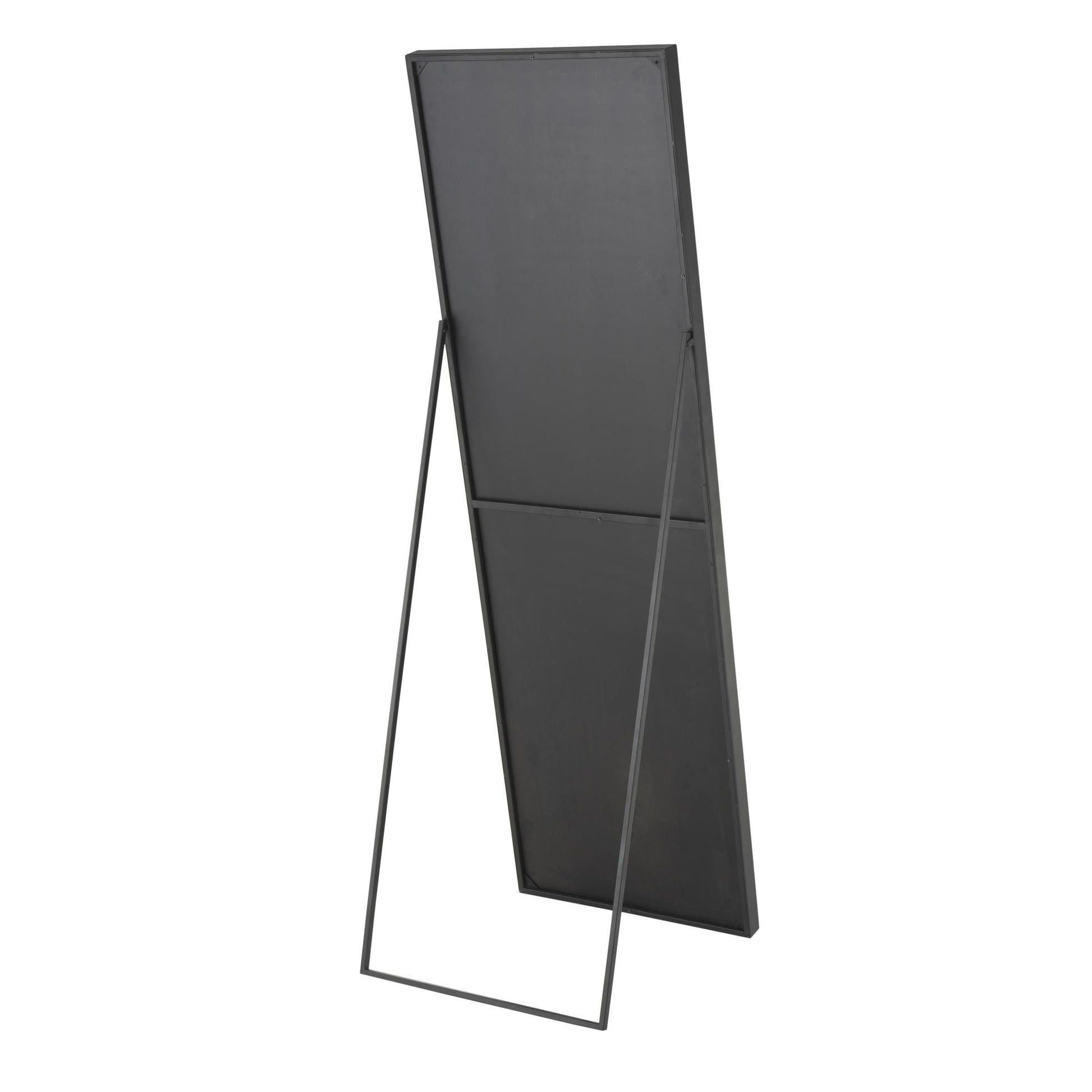 Black Metal Foldable Room Floor Mirror with Thin Frame
