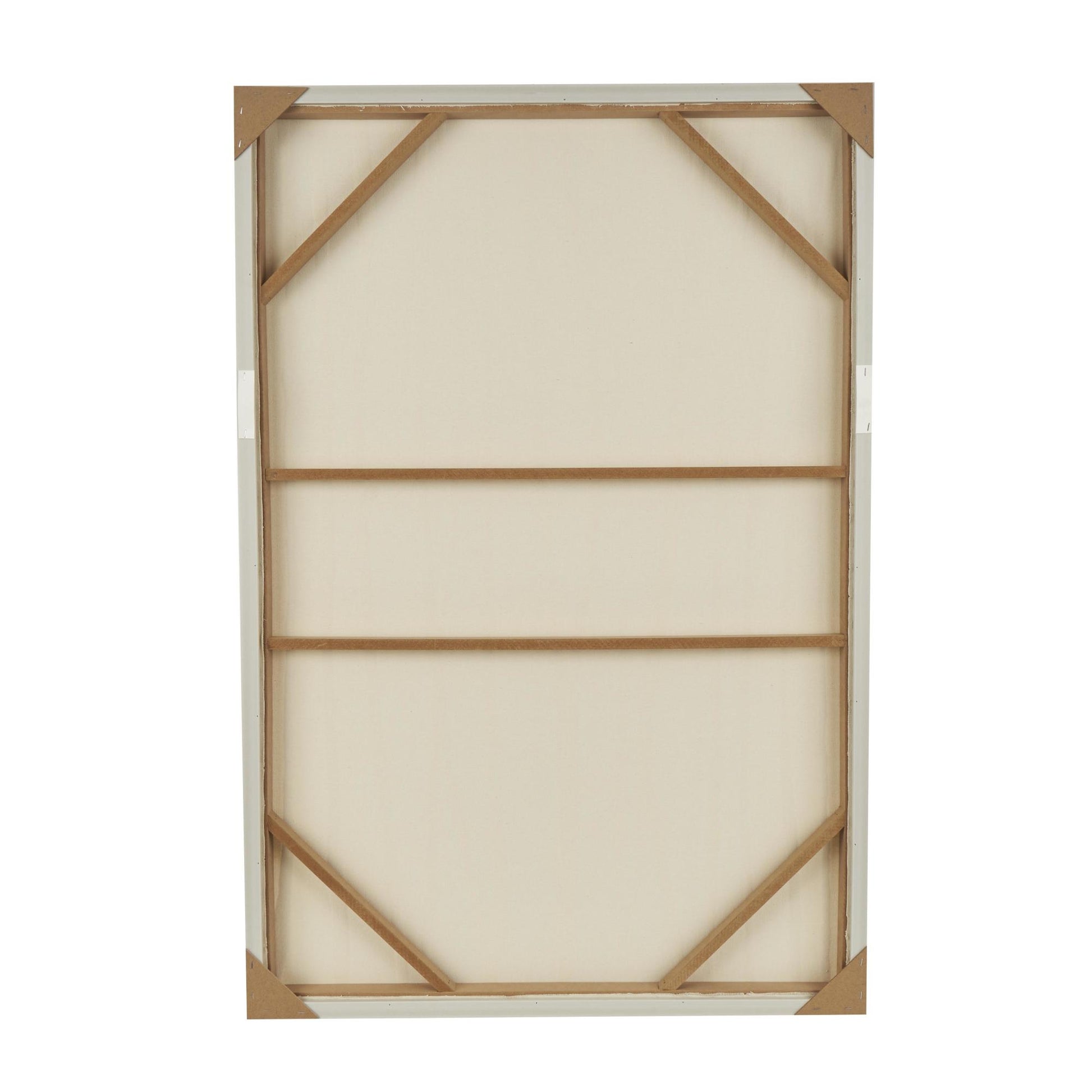 Abstract Beige Wooden Vertical Line Living Room Framed Wall Art with Brown Wooden Frame