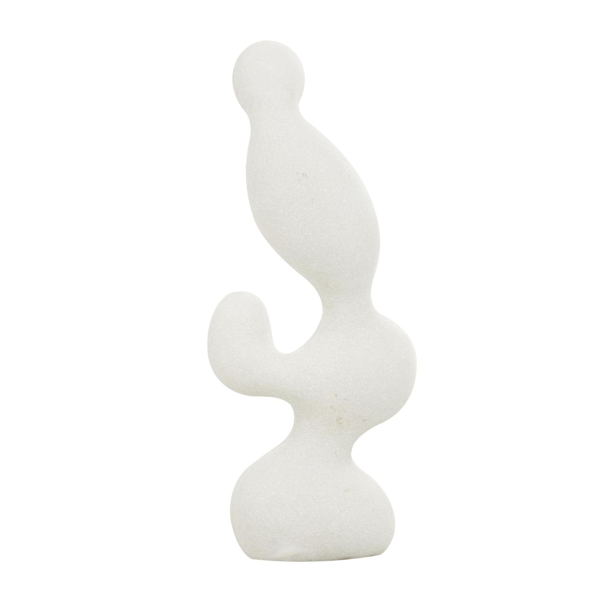Abstract White Polystone Curved Shaped Decorative Sculpture with Speckled Texturing