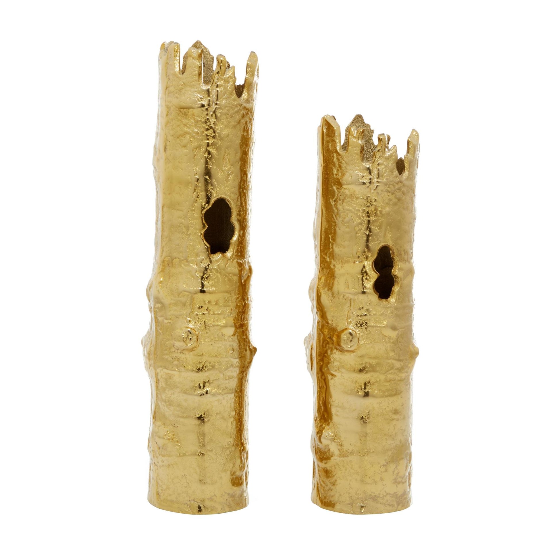 CosmoLiving by Cosmopolitan Set of 2 Tree Aluminum Metal Trunk Inspired Decorative Vase