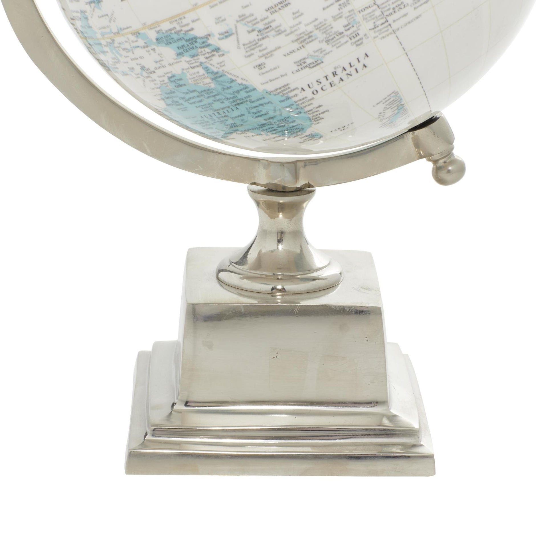 World Map Blue Aluminum Metal Educational/Geographic Earth Globe