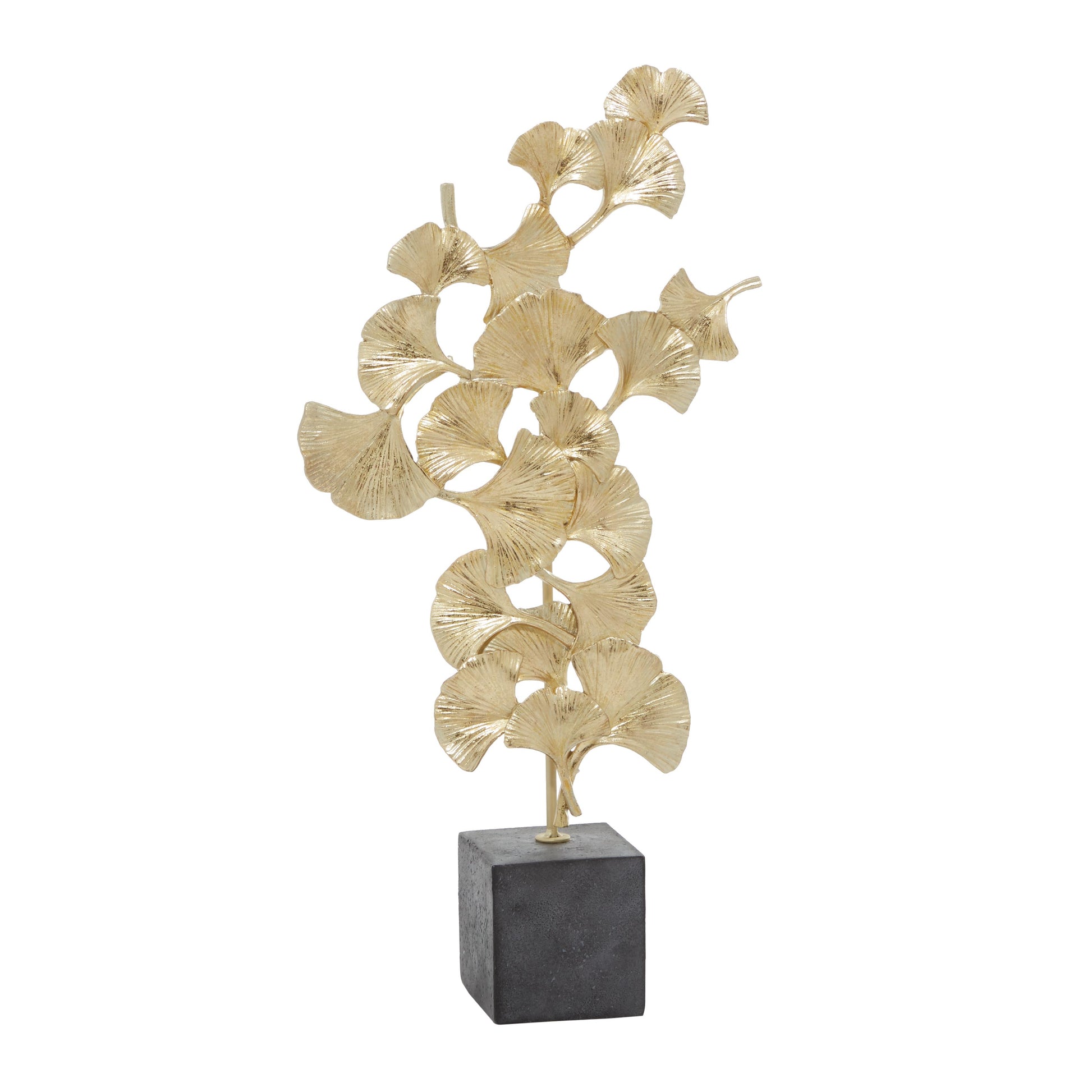 Floral Polystone Handmade Decorative Sculpture with Black Block Base