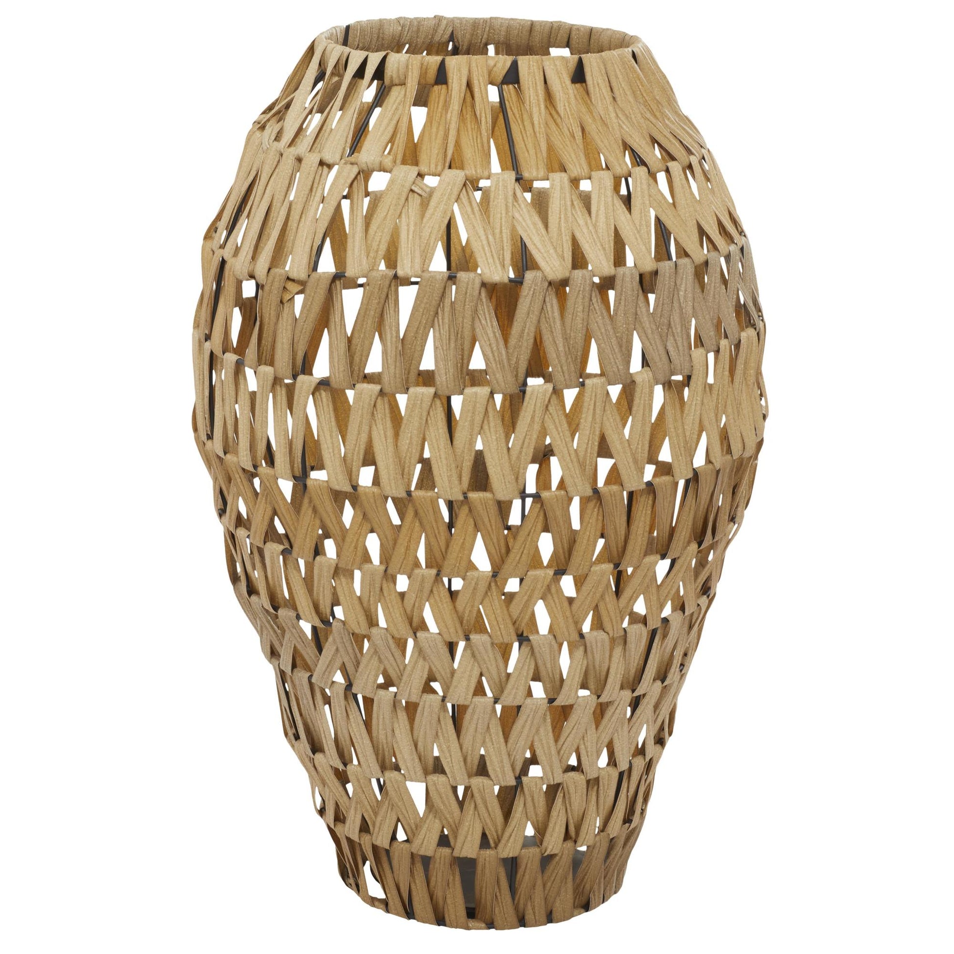 Brown Plastic Rattan Handmade Woven Decorative Vase