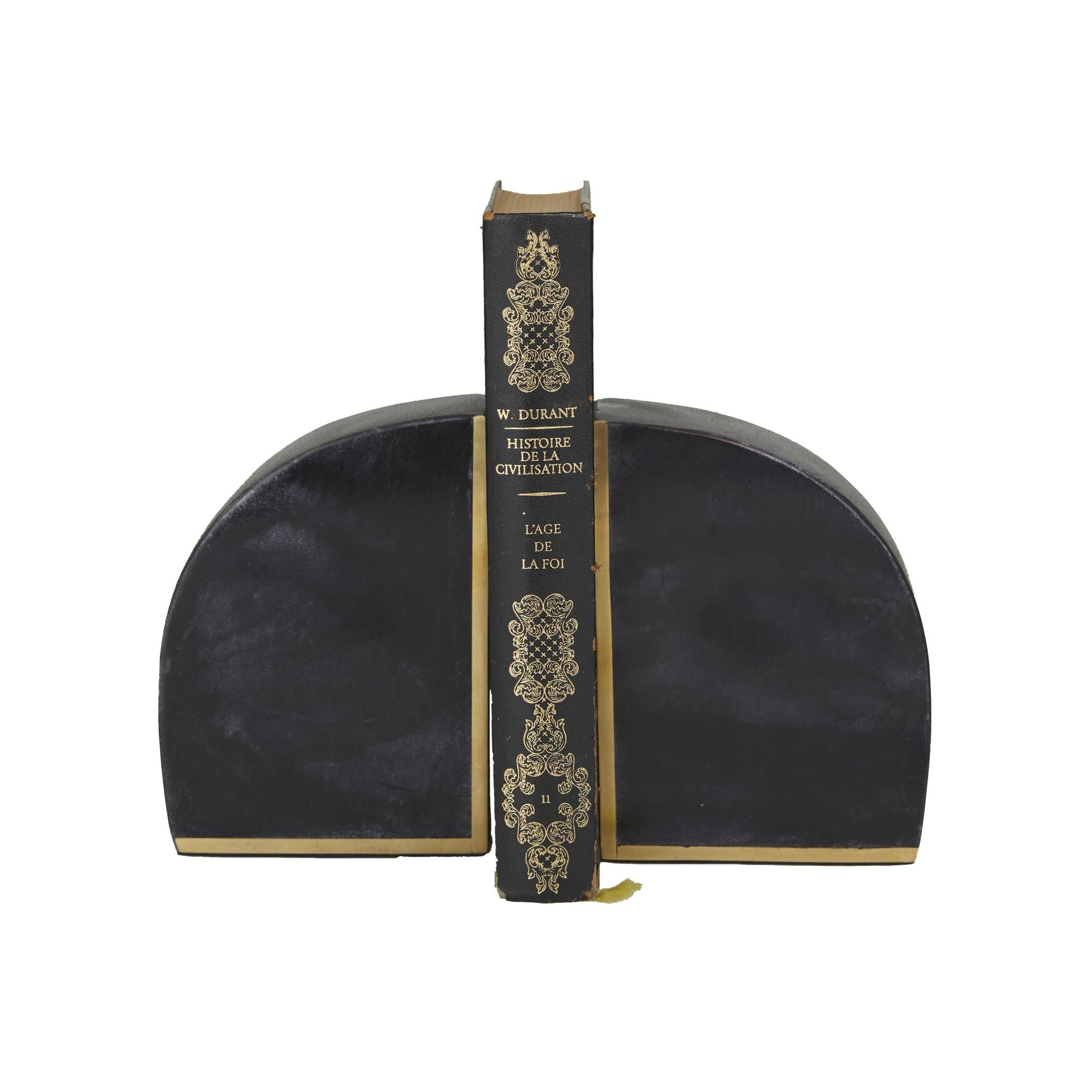 CosmoLiving by Cosmopolitan Set of 2 Geometric Marble 8 lbs Decorative Bookends with Gold Inlay