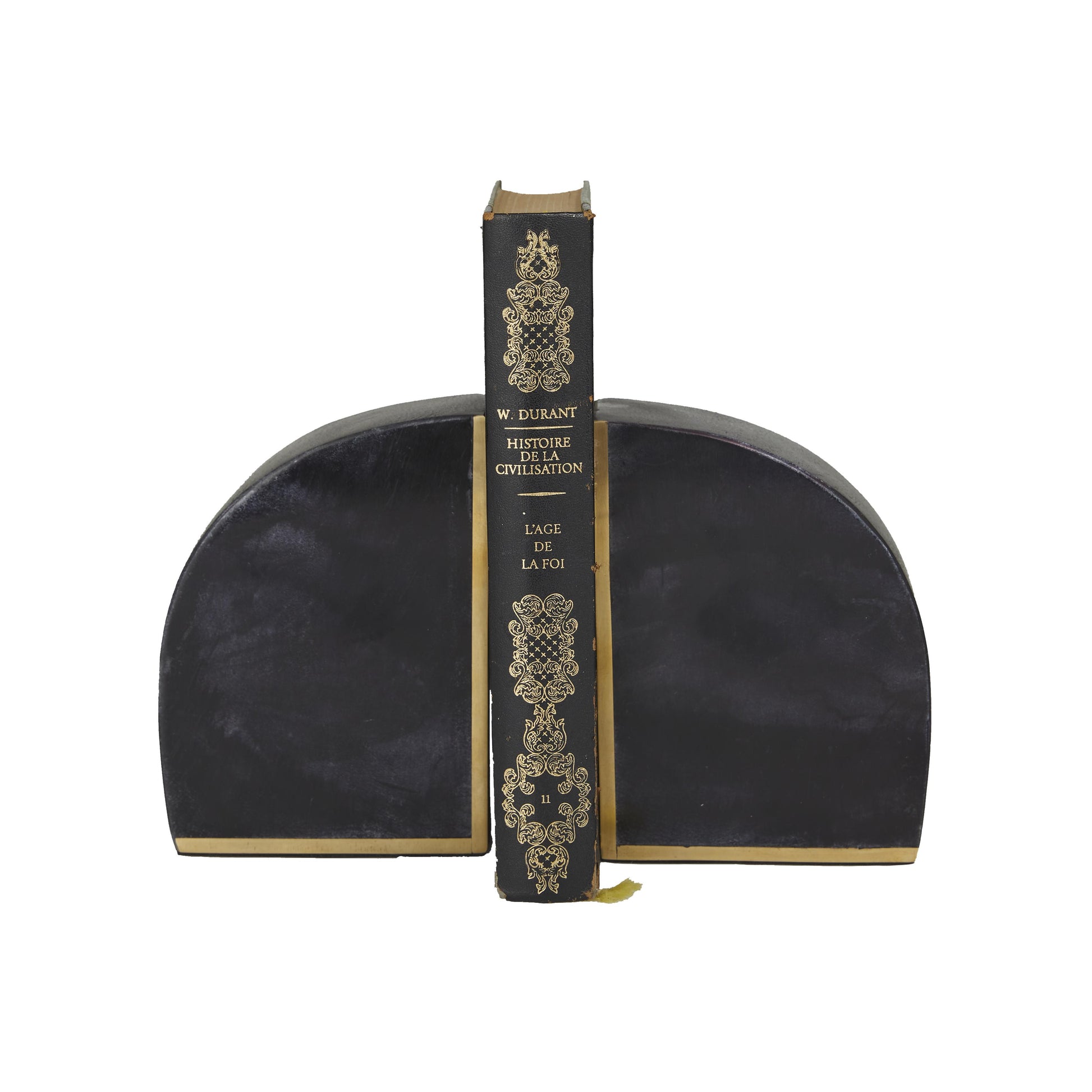 CosmoLiving by Cosmopolitan Set of 2 Geometric Marble 8 lbs Decorative Bookends with Gold Inlay