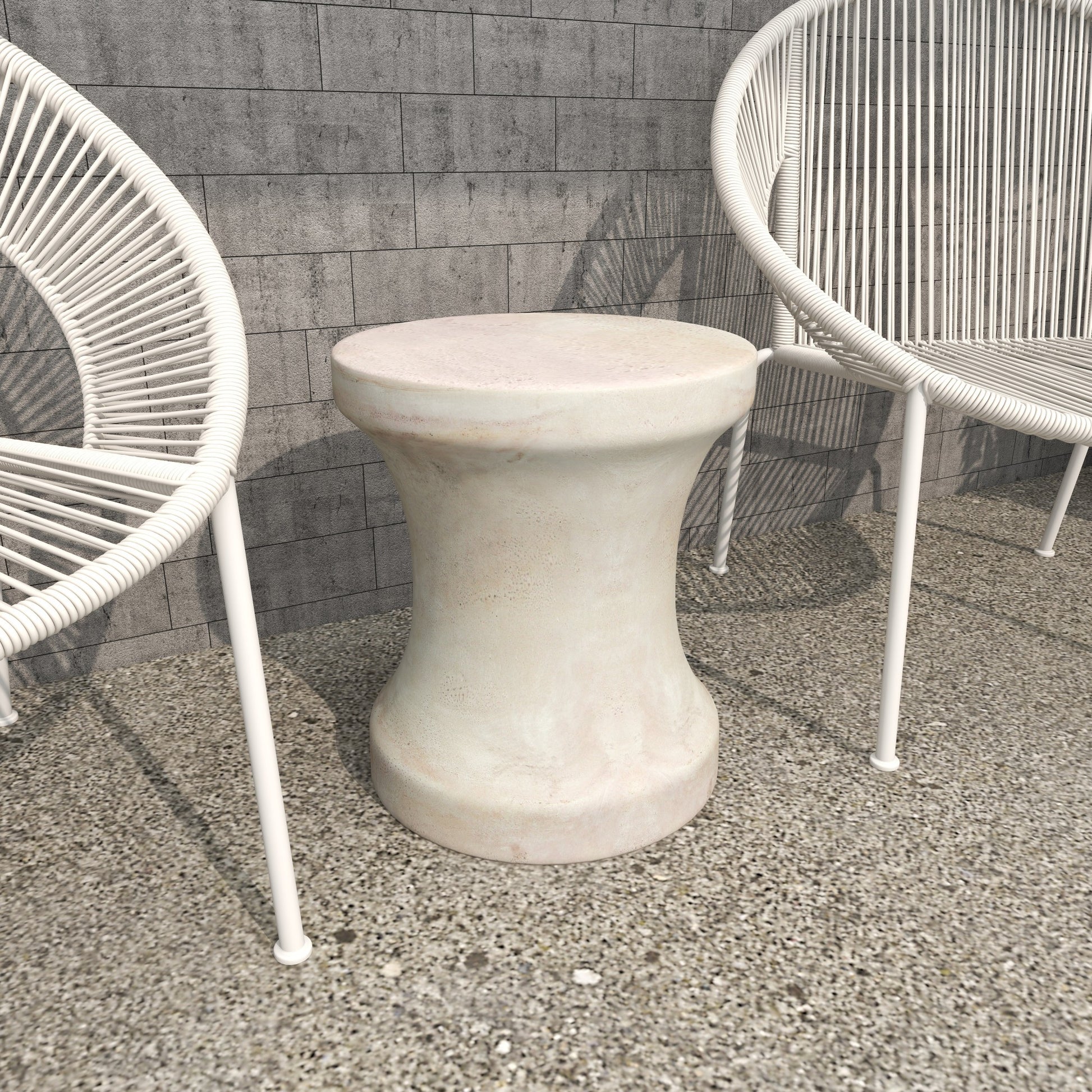 Fiberclay Ceramic Distressed Hourglass Outdoor Accent Table 14" x 14" x 16"
