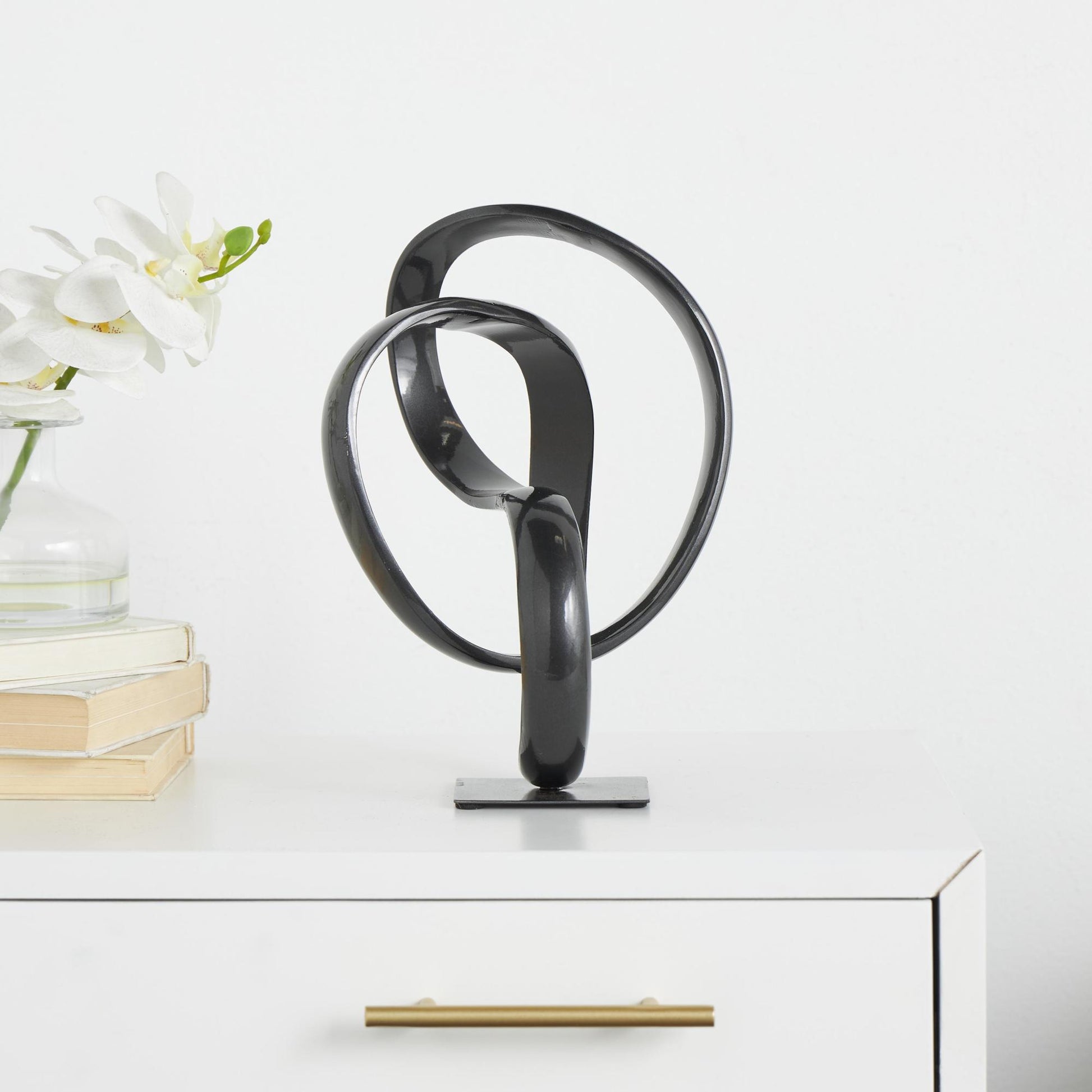 Abstract Dark Gray Aluminum Metal Decorative Sculpture