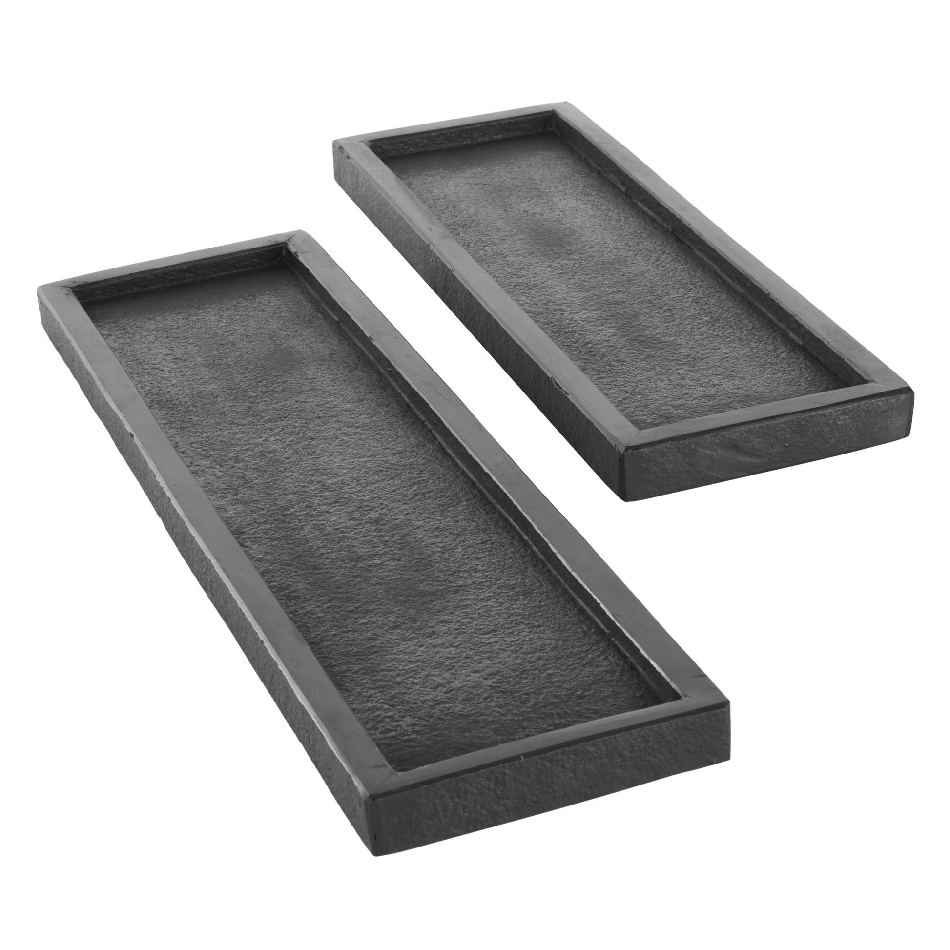 Set of 2 Marble Minimalistic Textured Square Living Room Decor Tray Set of 2 10", 8"W