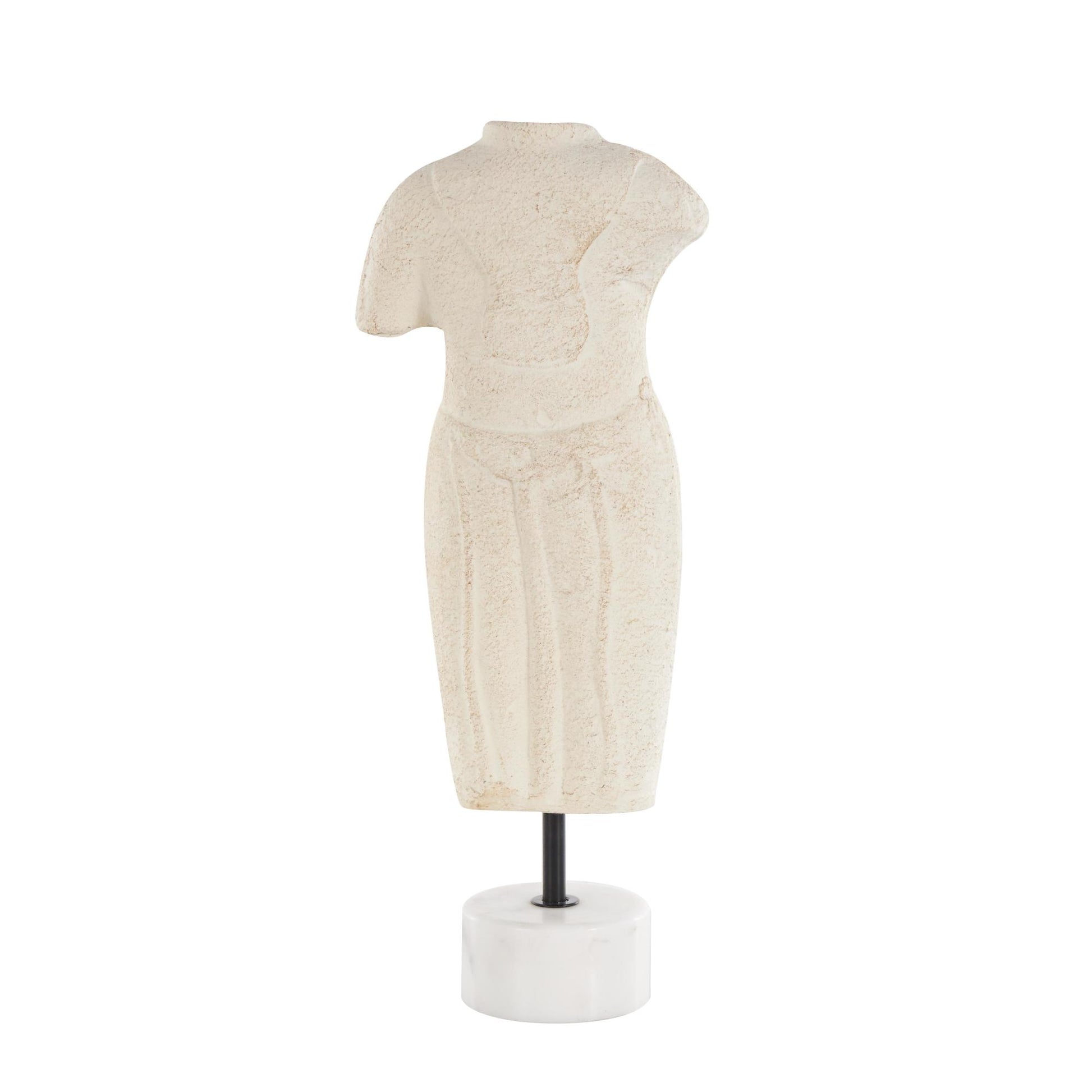 Woman Cream Paper Mache Statue Decorative Sculpture with White Marble Base