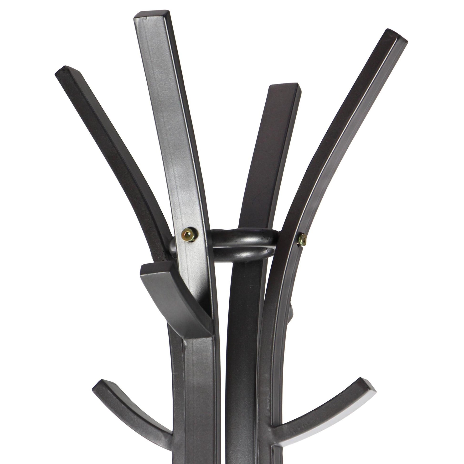 Dark Gray Metal 12 Hook Freestanding Coat Rack