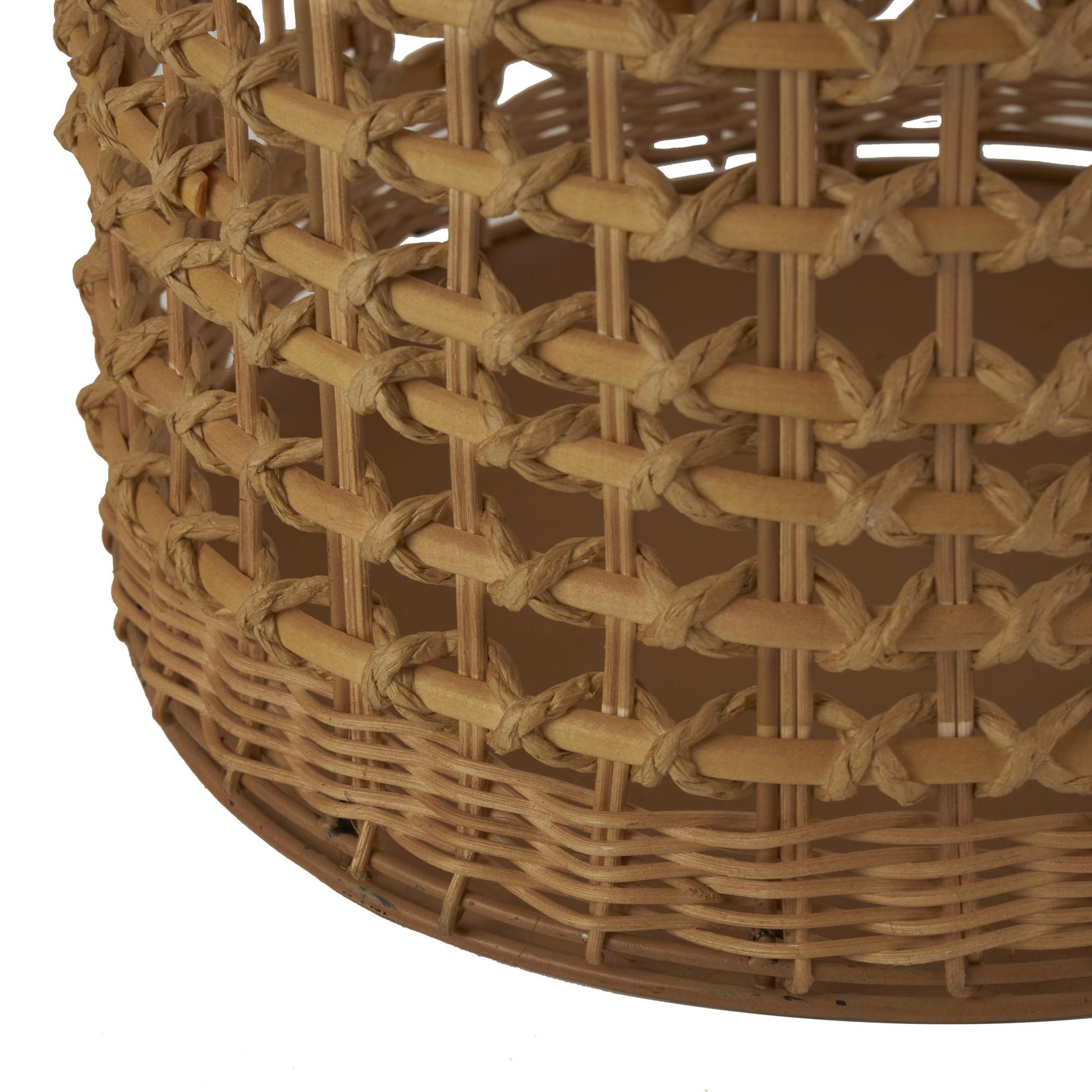 Brown Rattan Handmade Woven Decorative Vase with Open Framed Grid Design