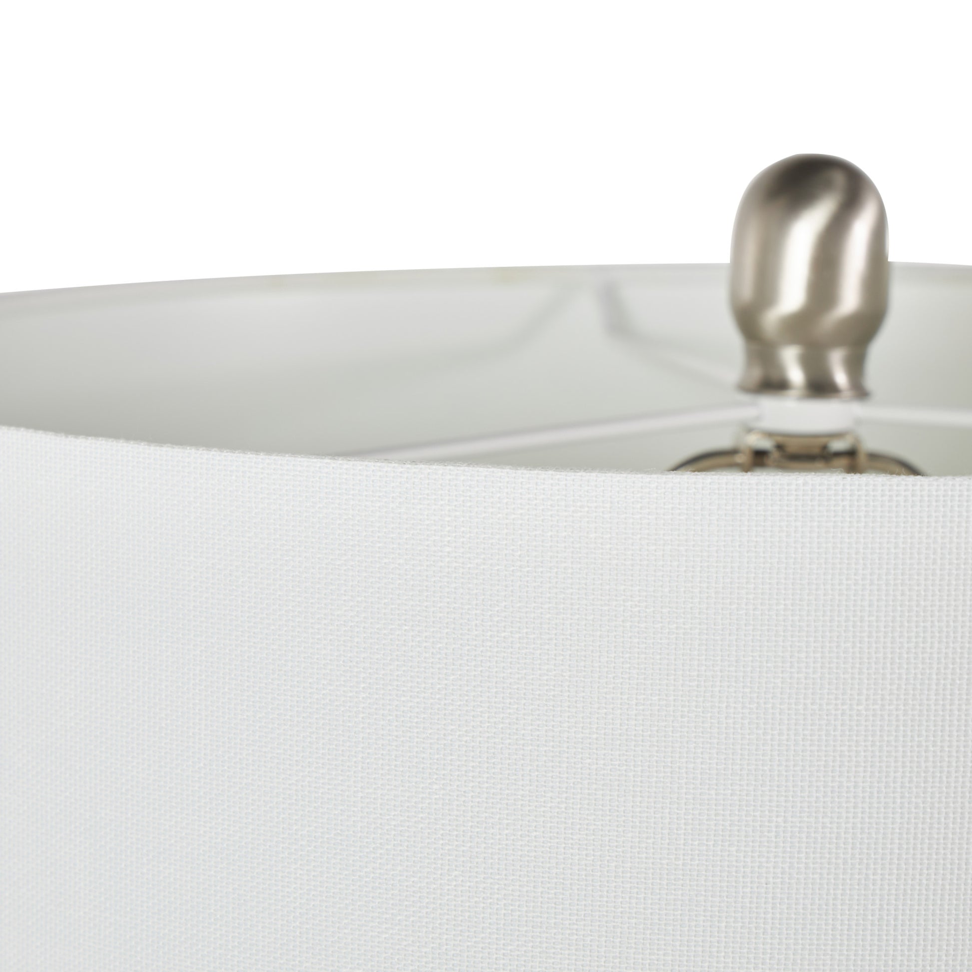 Shell White Ceramic Embedded Room Table Lamp with Drum Linen Shade
