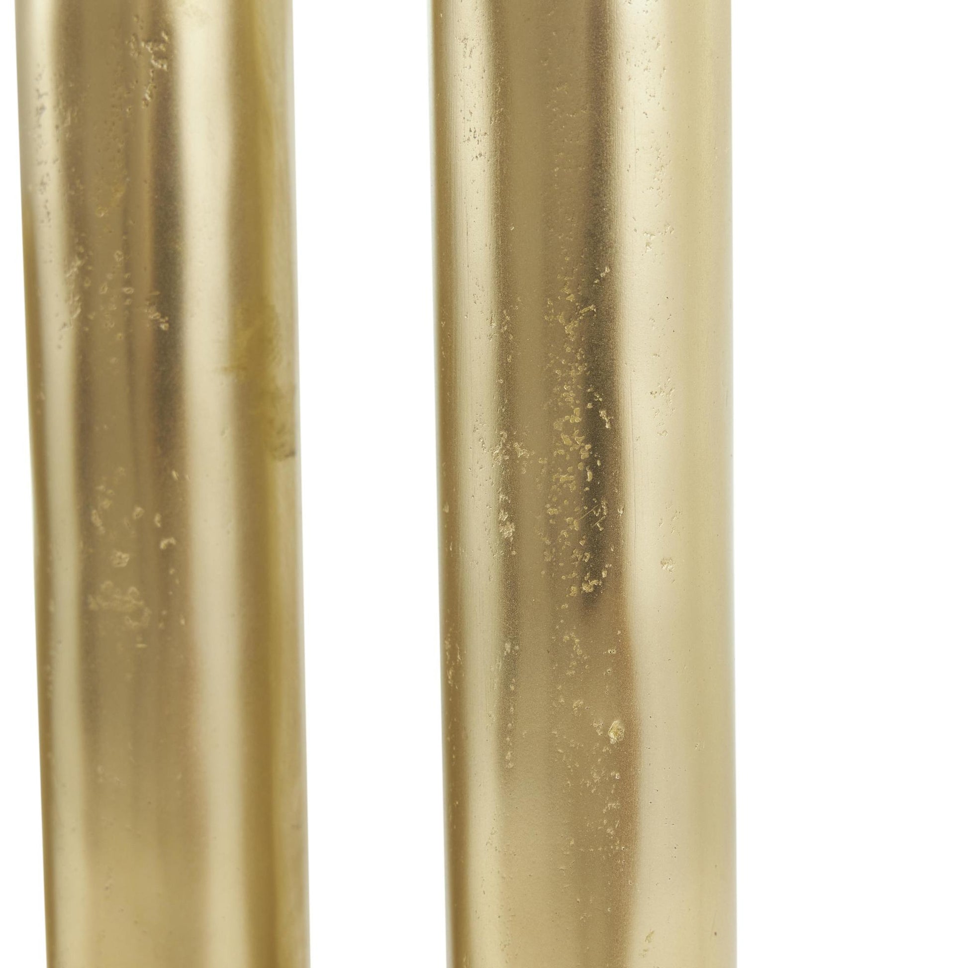 Set of 2 Geometric Aluminum Metal U-Shaped Decorative Candle Holder with Marble Bases