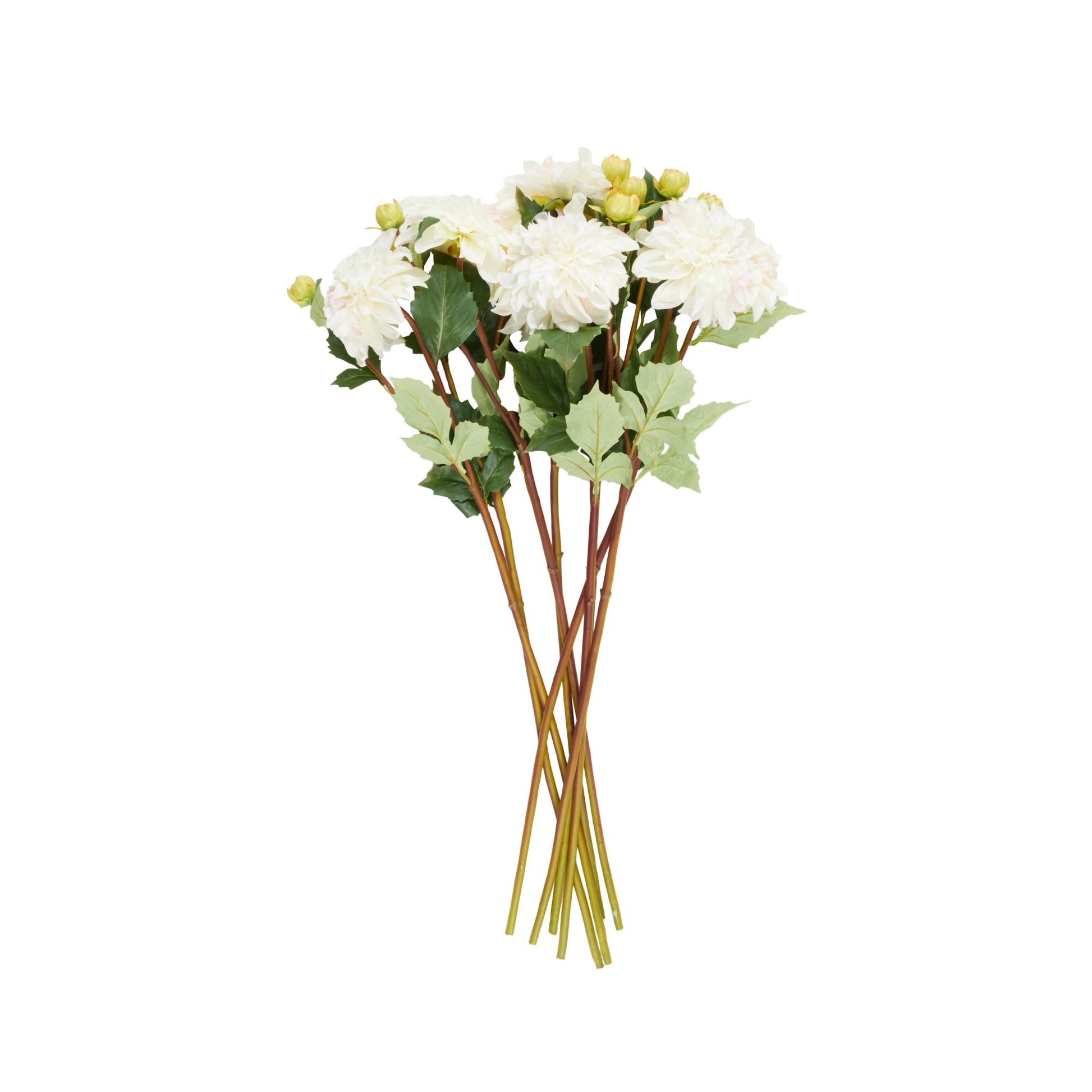 Set of 8 Dahlia White Faux Foliage Tall Indoor Outdoor Artificial Flower Stem