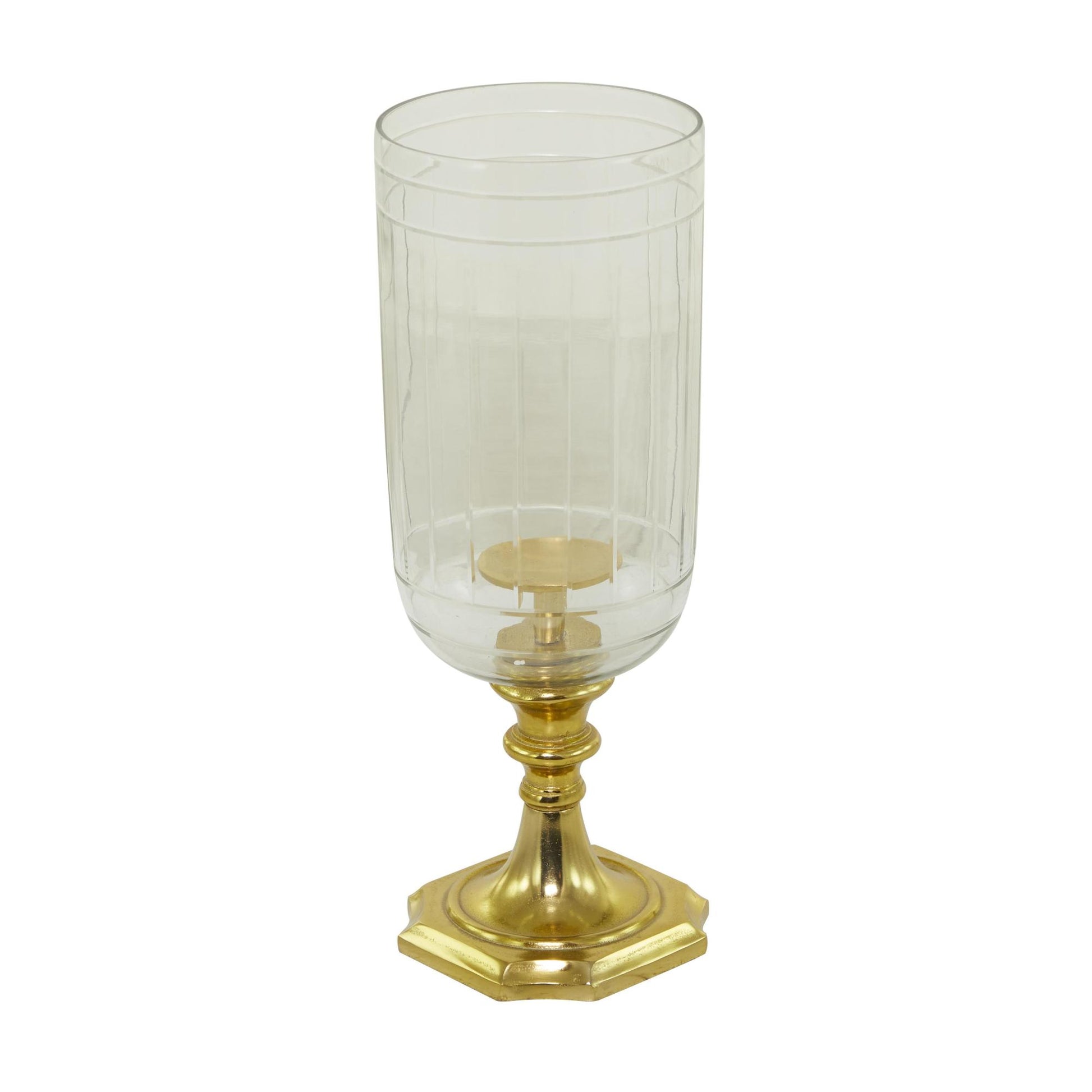 Gold Aluminum Metal Single Candle Room Hurricane Lamp