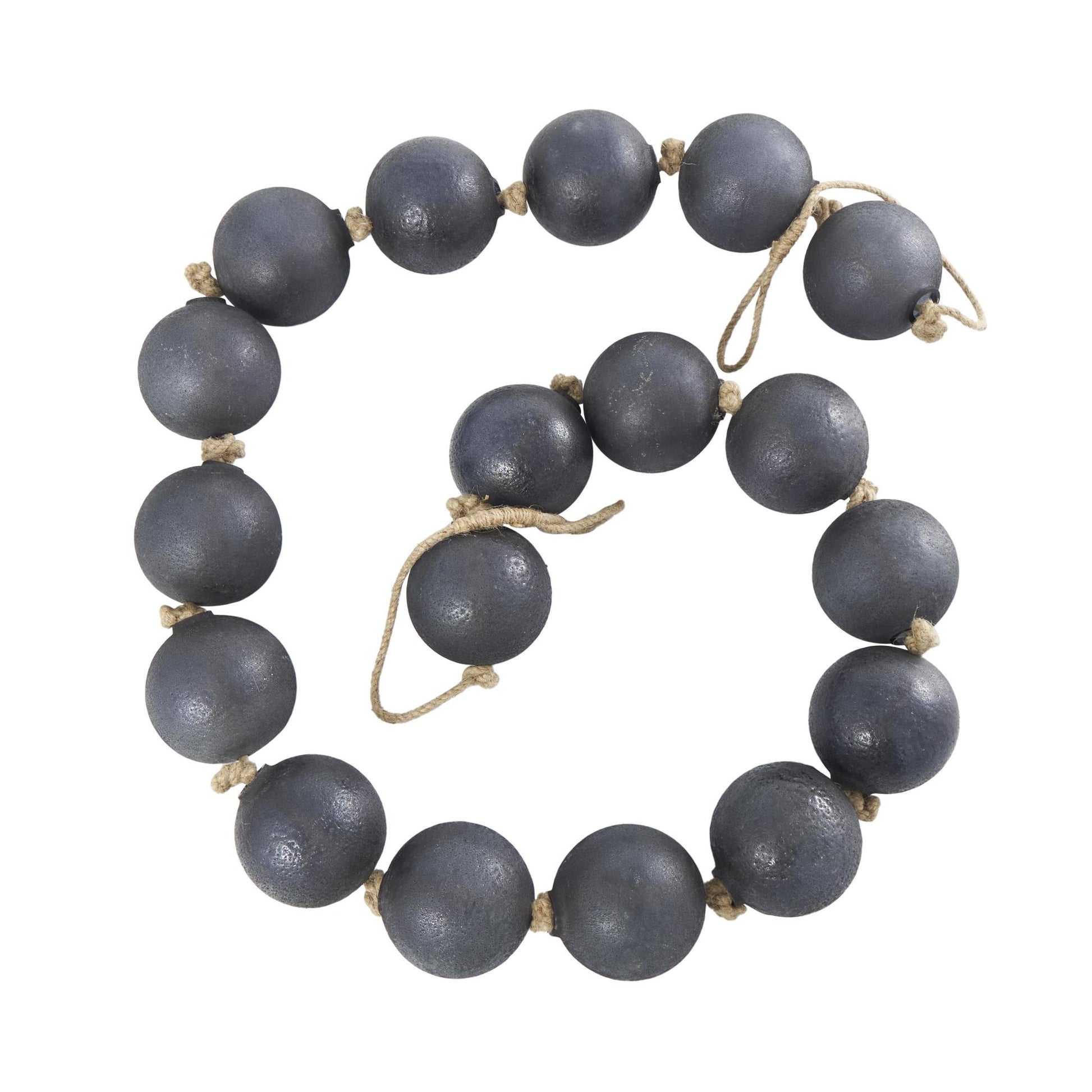 Glass Handmade Round Extra Long Frosted Orb Beaded Garland with Tassel with Knotted Jute Rope