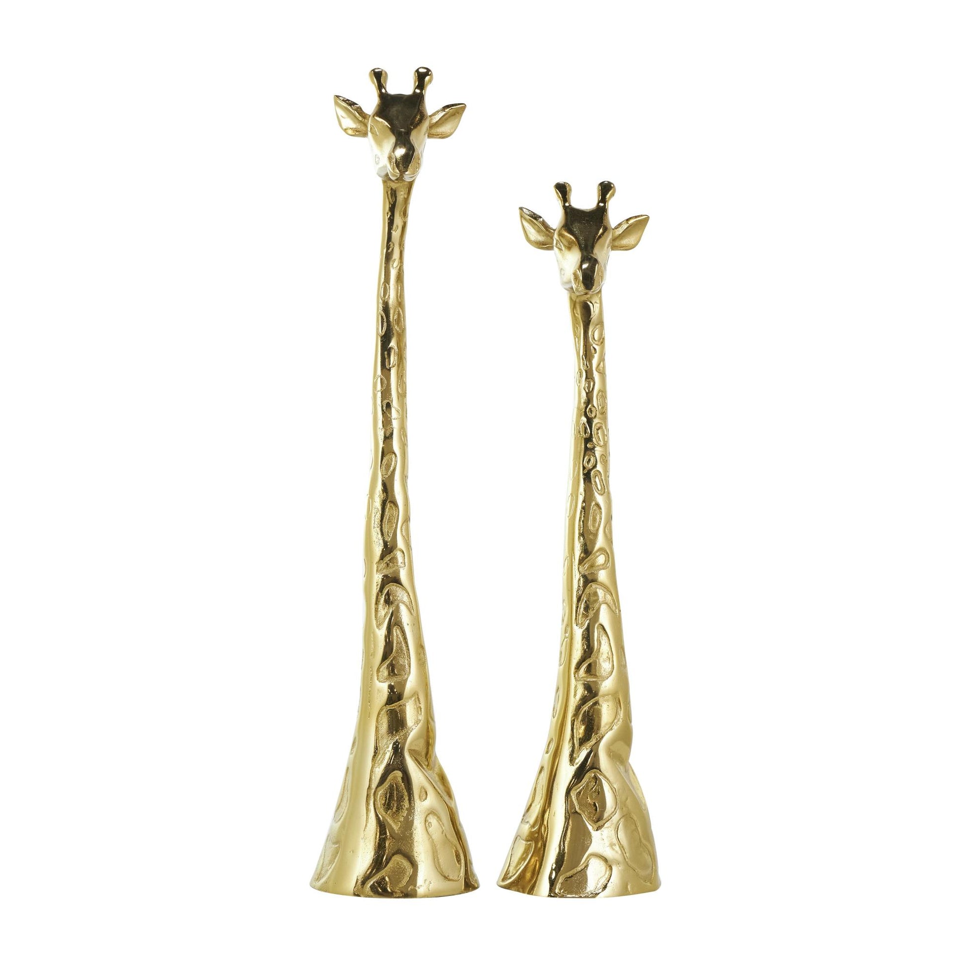 Set of 2 Giraffe Gold Aluminum Metal Decorative Sculpture